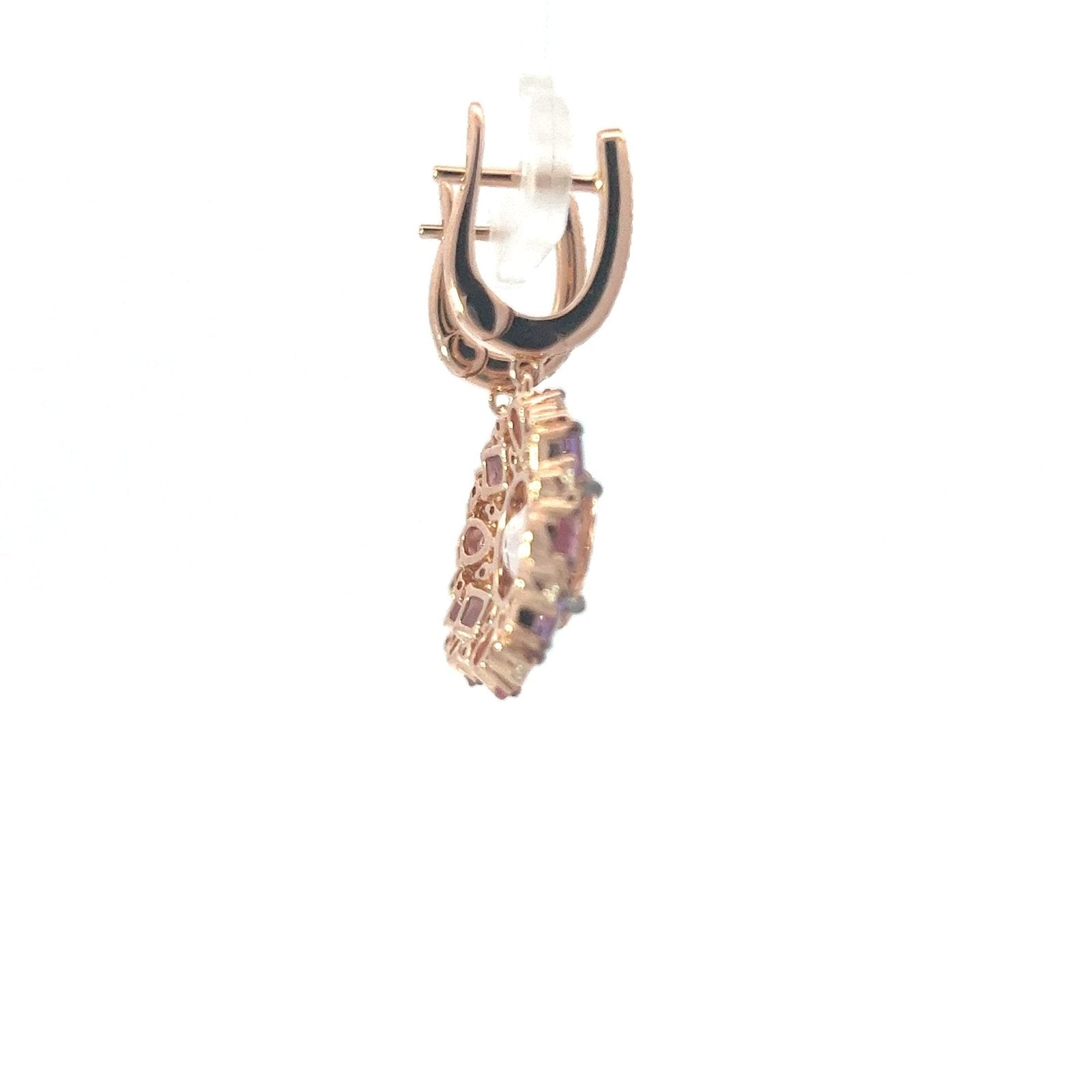 Timeless Pink Tourmaline Amethyst Diamond 18K Rose Gold Exclusive Earrings by Natkina