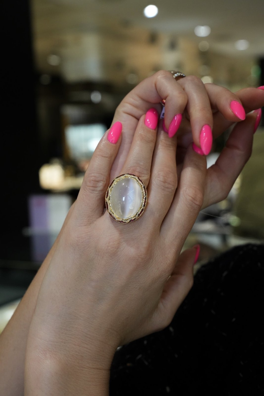 Treasure Moonstone Diamond 18K Yellow Gold Exclusive Ring by Natkina