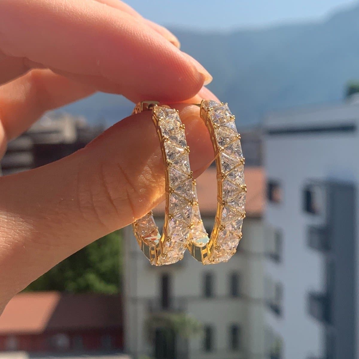 Triangle Hoop Silver Earrings by Natkina