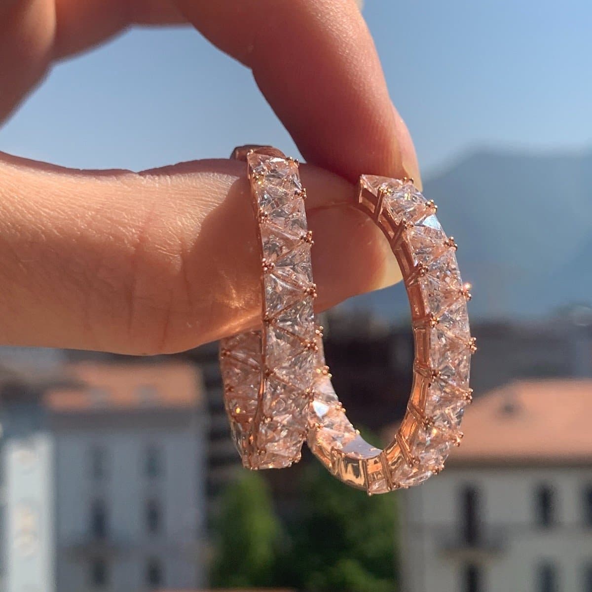 Triangle Hoop Silver Earrings by Natkina