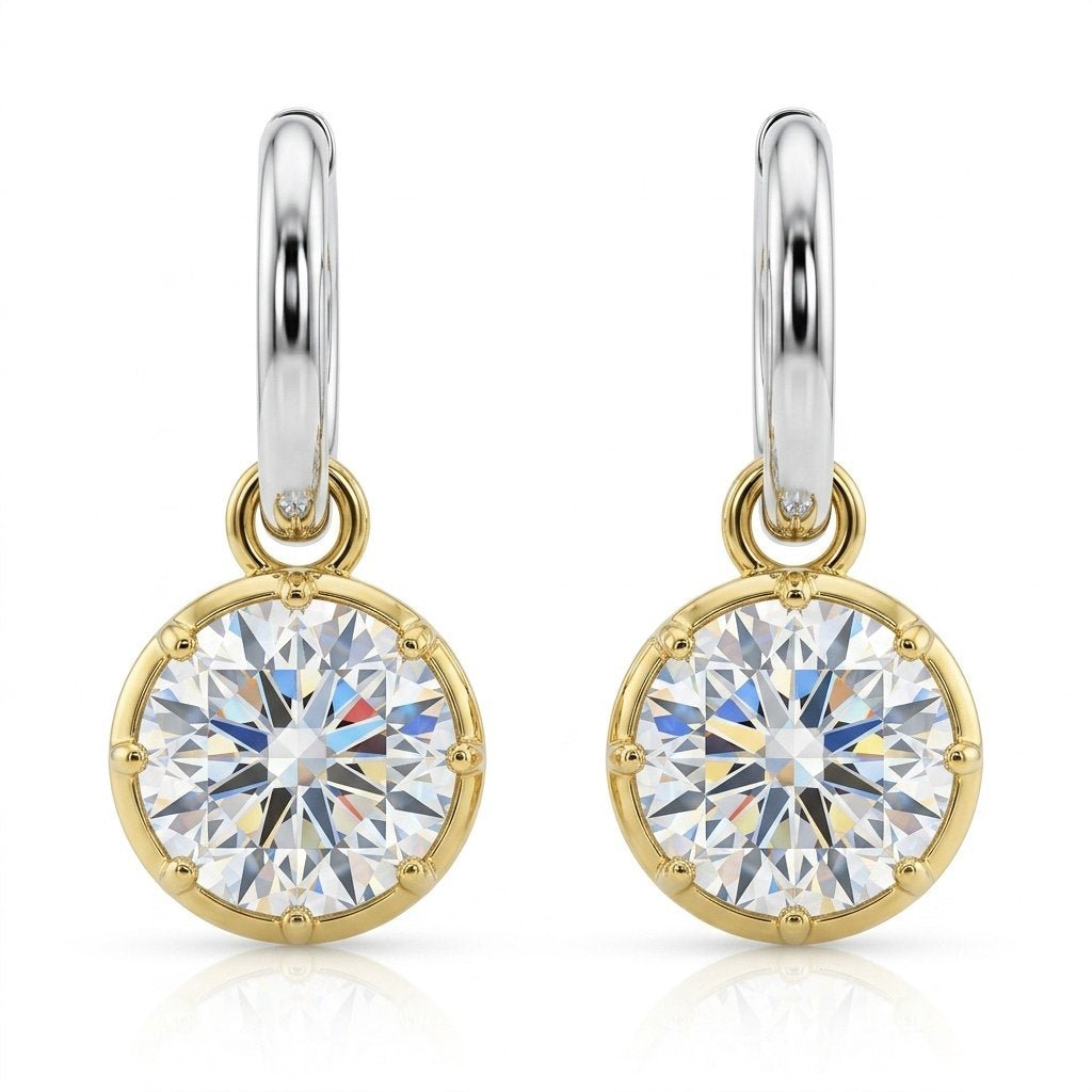 Two-Tone Round Solitaire Earrings by Natkina