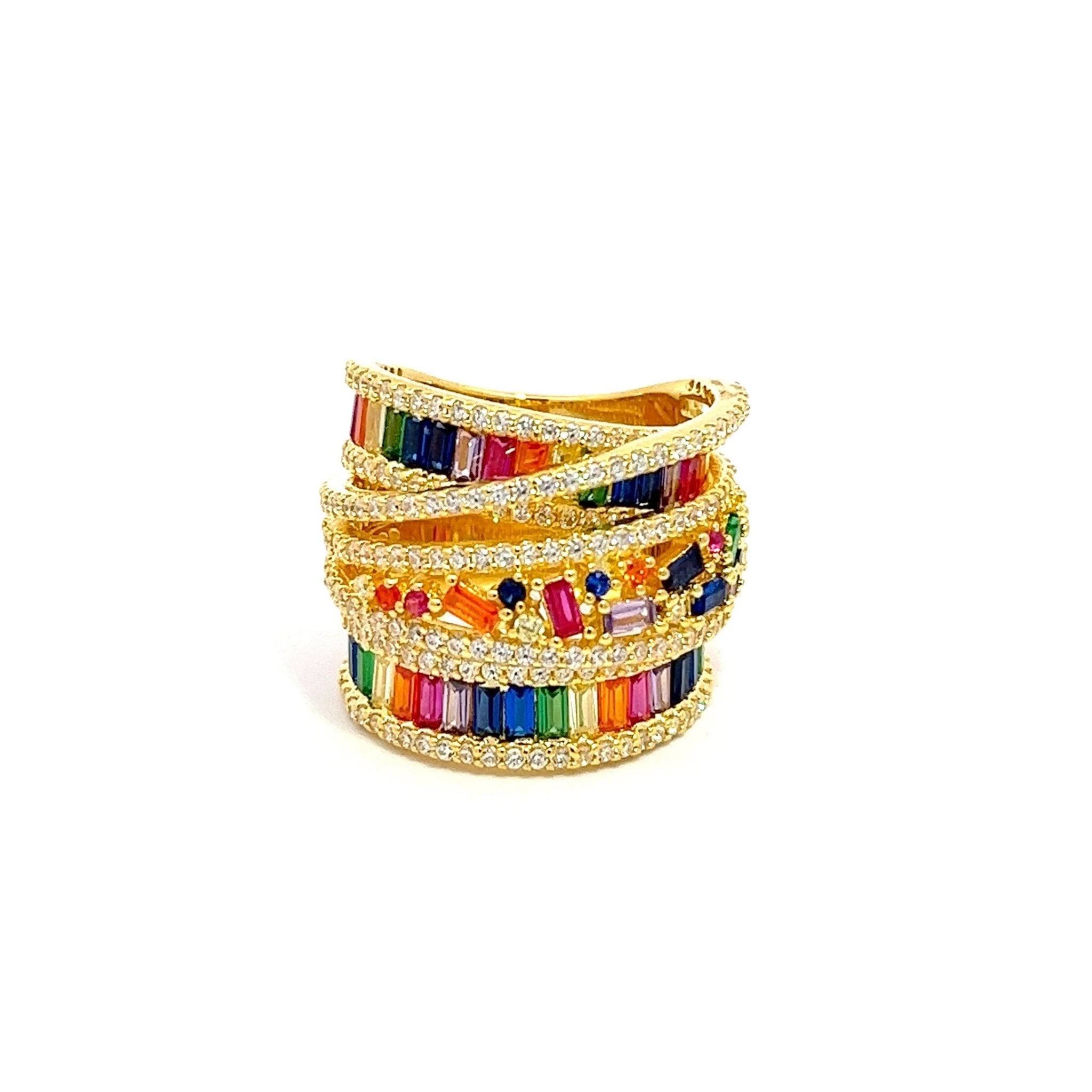 Wide Rainbow Silver Ring by Natkina