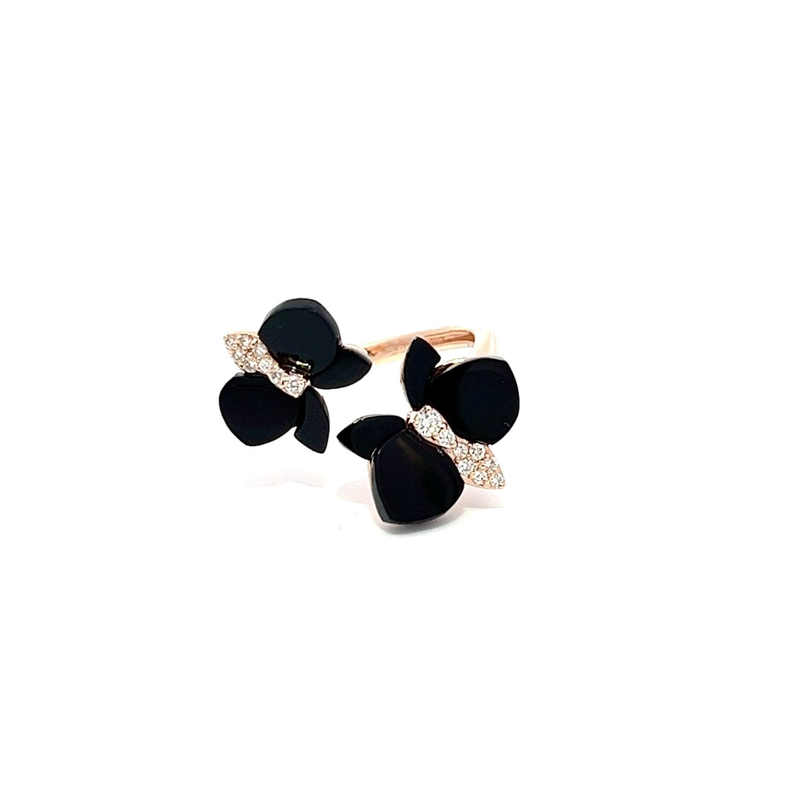 Eternelle Orchid Ring Onyx Diamond Rose Gold by Natkina