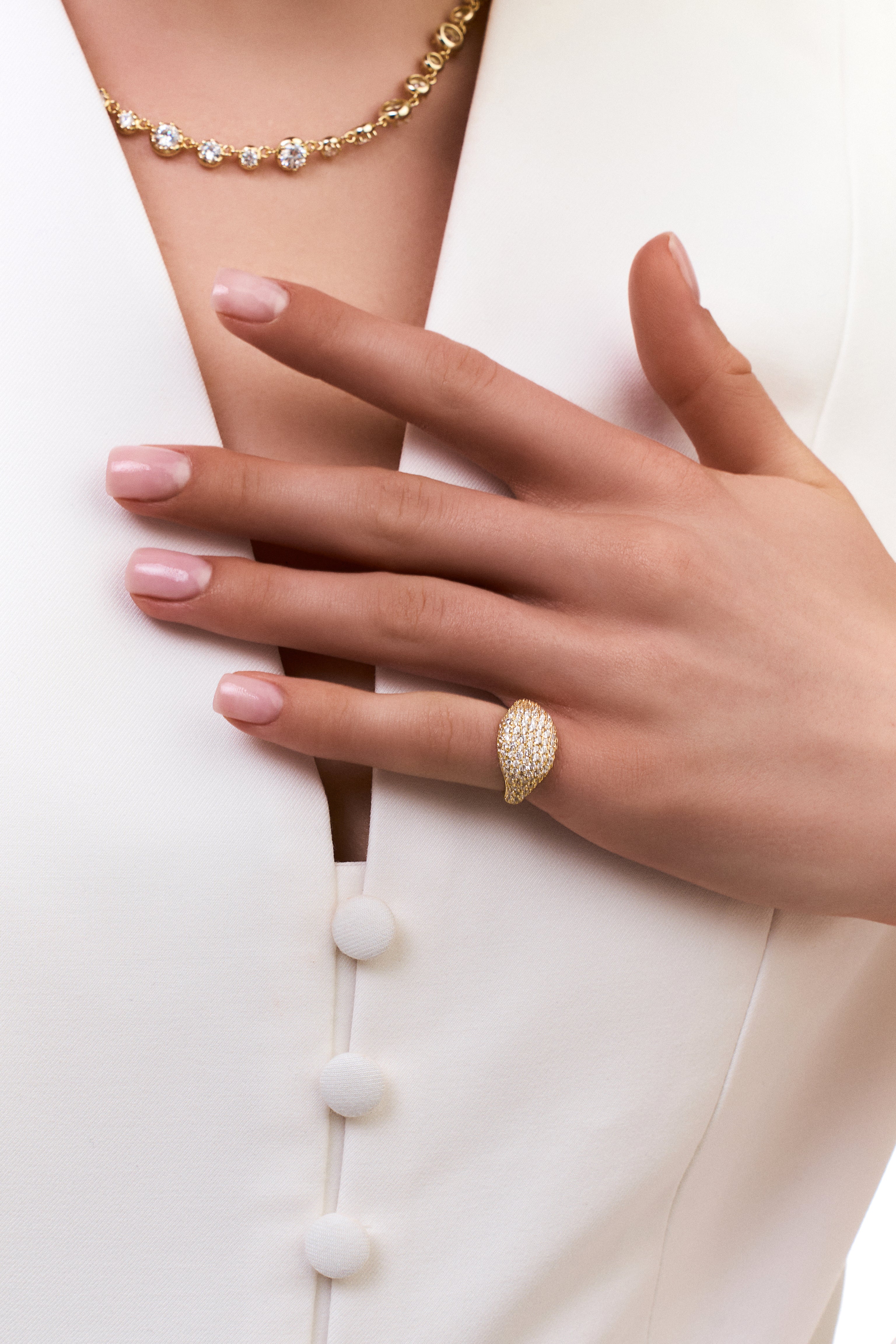 Pave Oval Pinky Ring