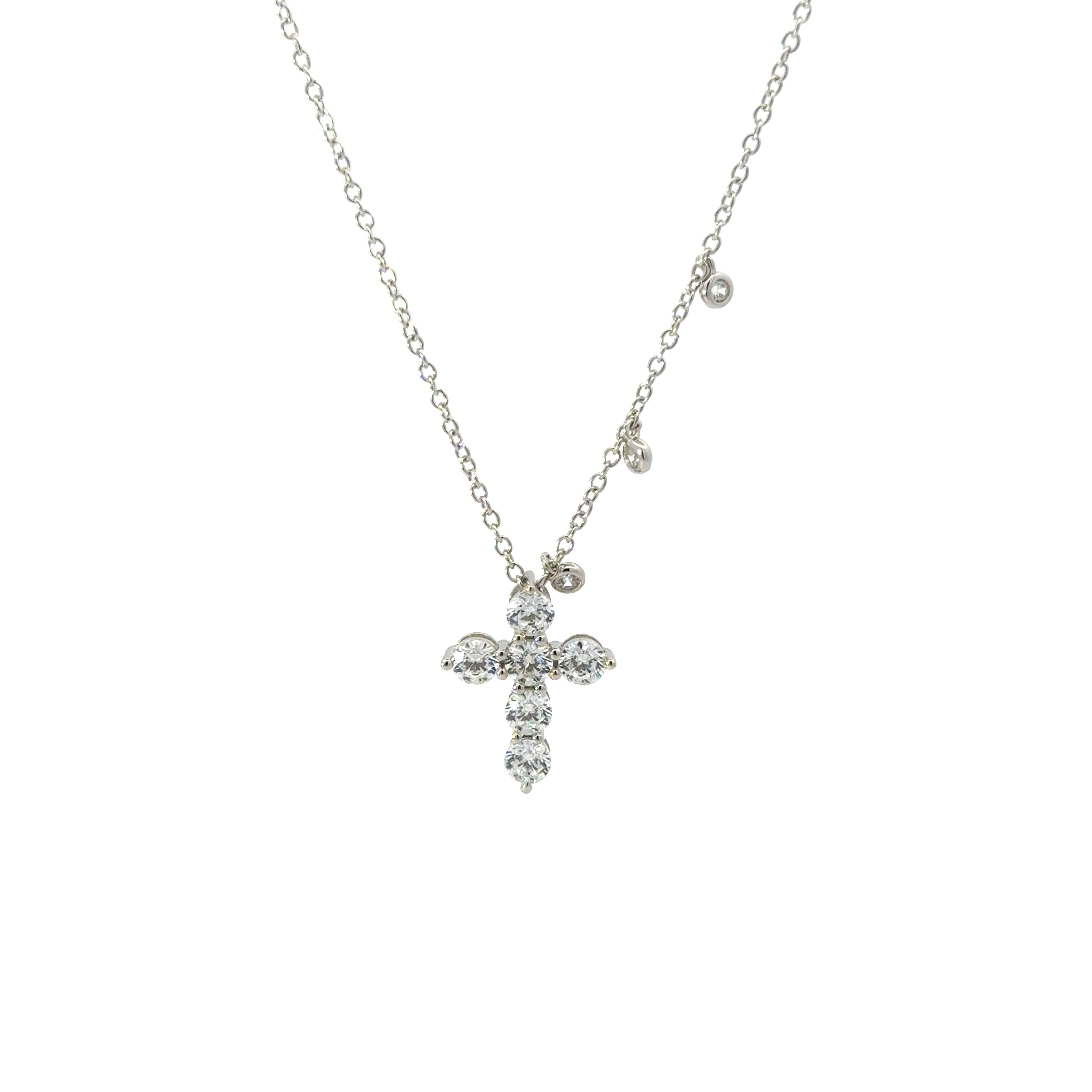 Daily White CZ Silver 14.5 mm Cross Necklace