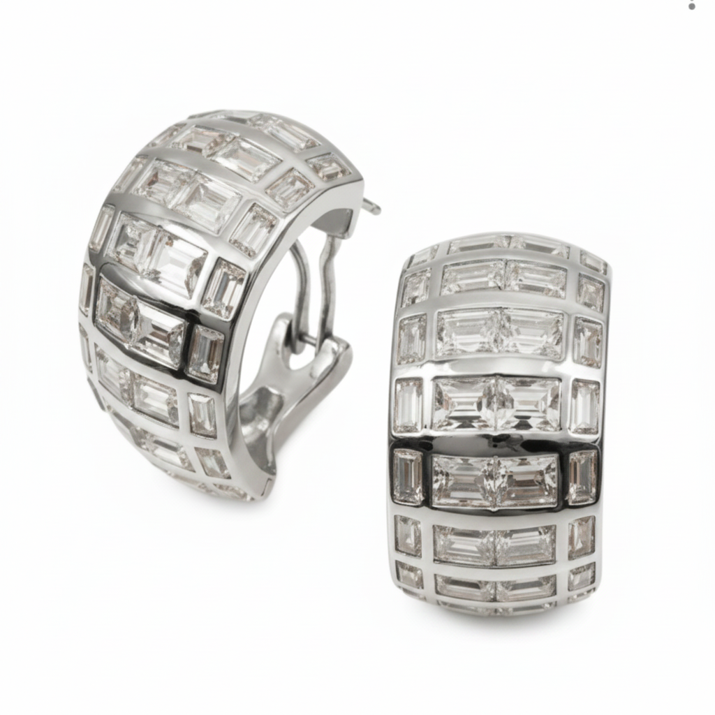 Wide Baguette Hoop Earrings