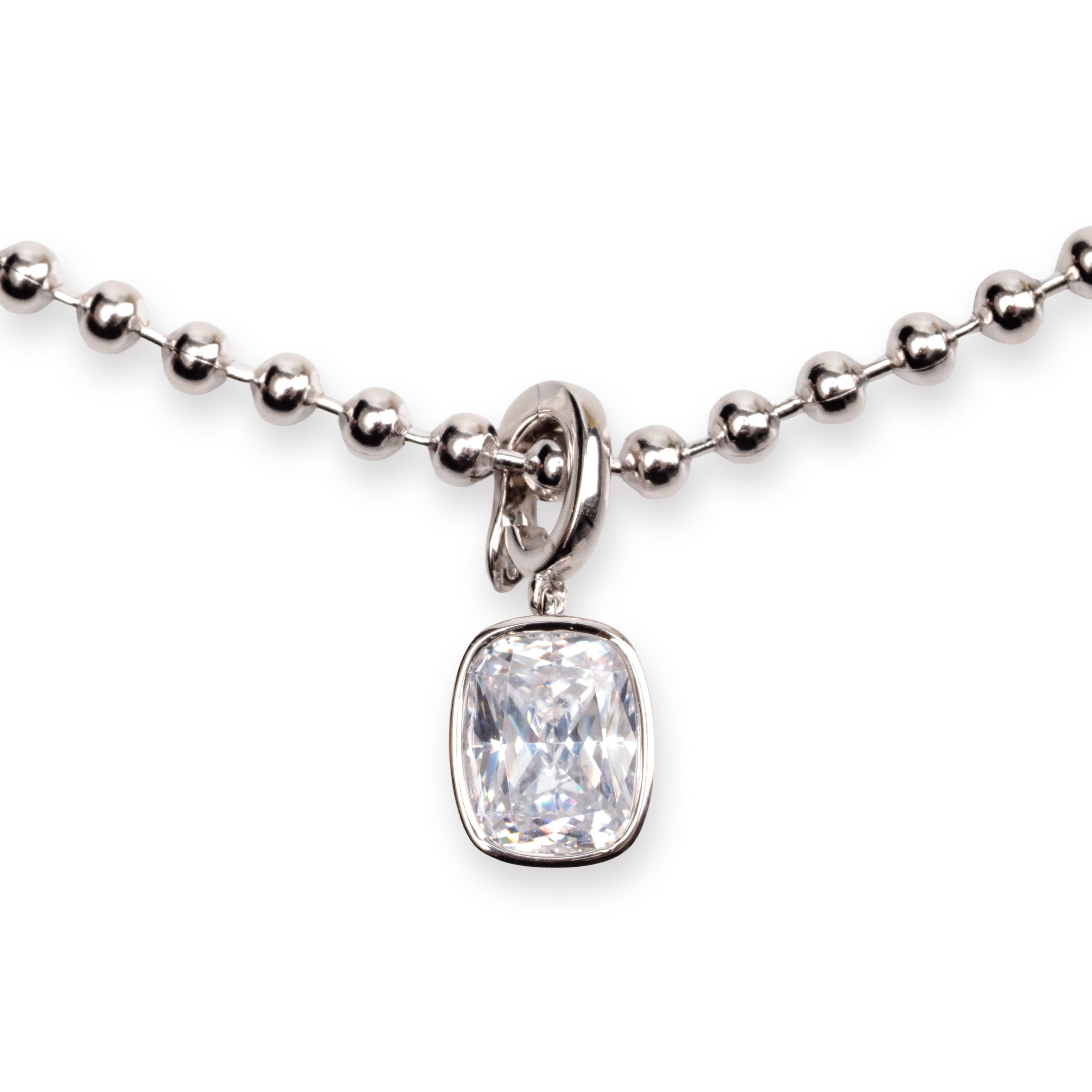Silver Luminous Stone Necklace
