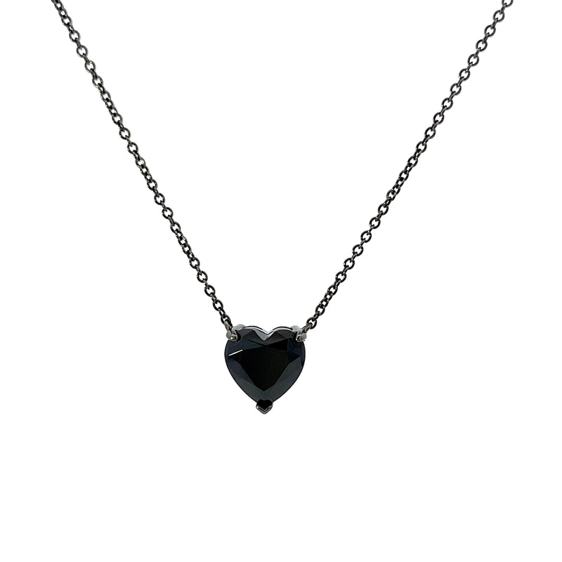 Imitation Diamond Heart Silver Necklace