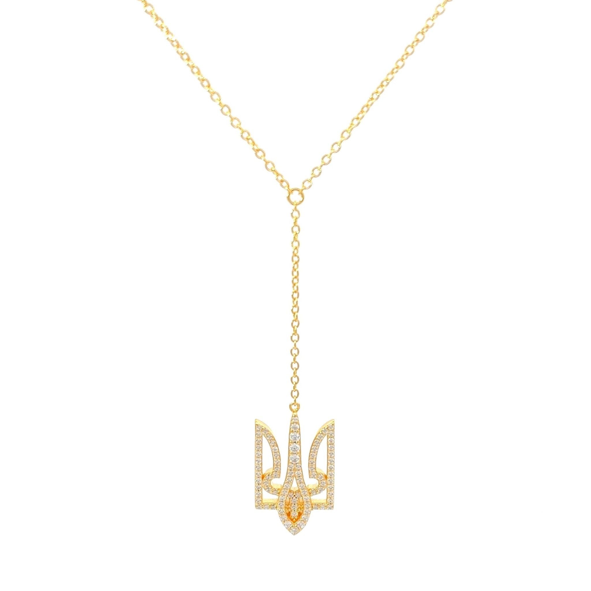 +380 Ukrainian Necklace with Coat of Arms Zirconia by Natkina