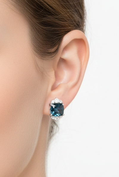 Eternelle Earrings Diamond London Blue Topaz White Gold