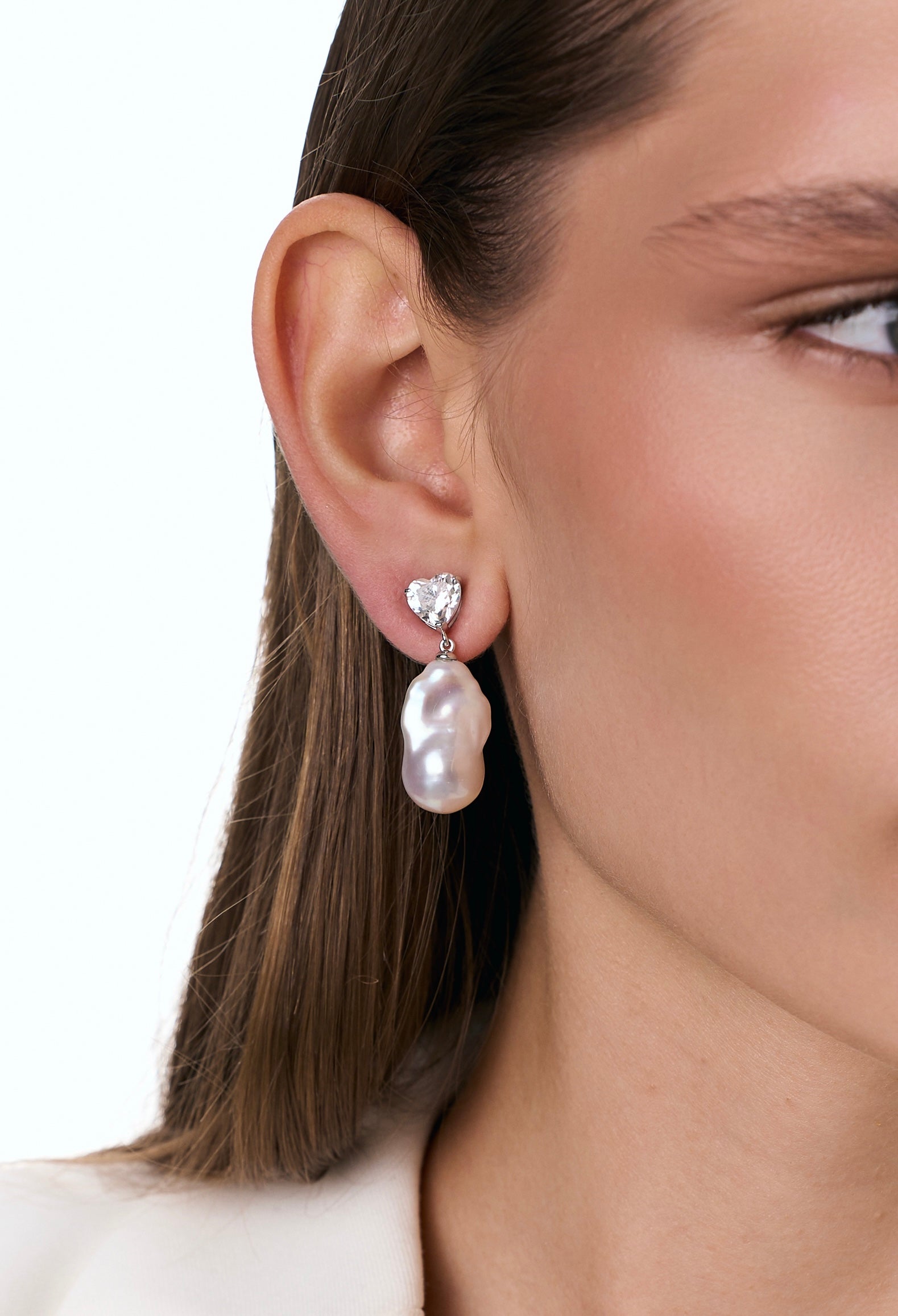 Silver Baroque Pearl Earrings
