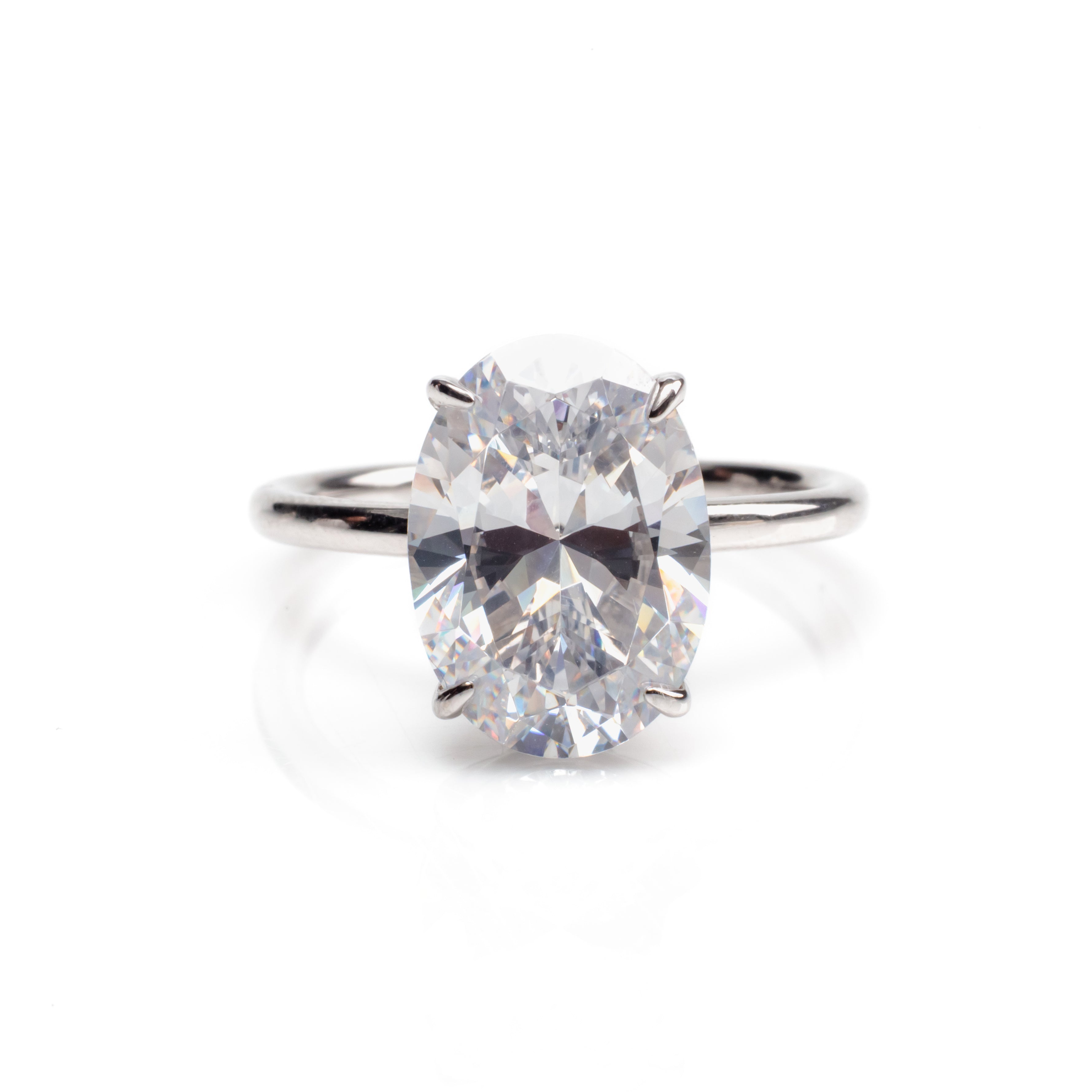 Oval Cut Silver Ring 14x10mm