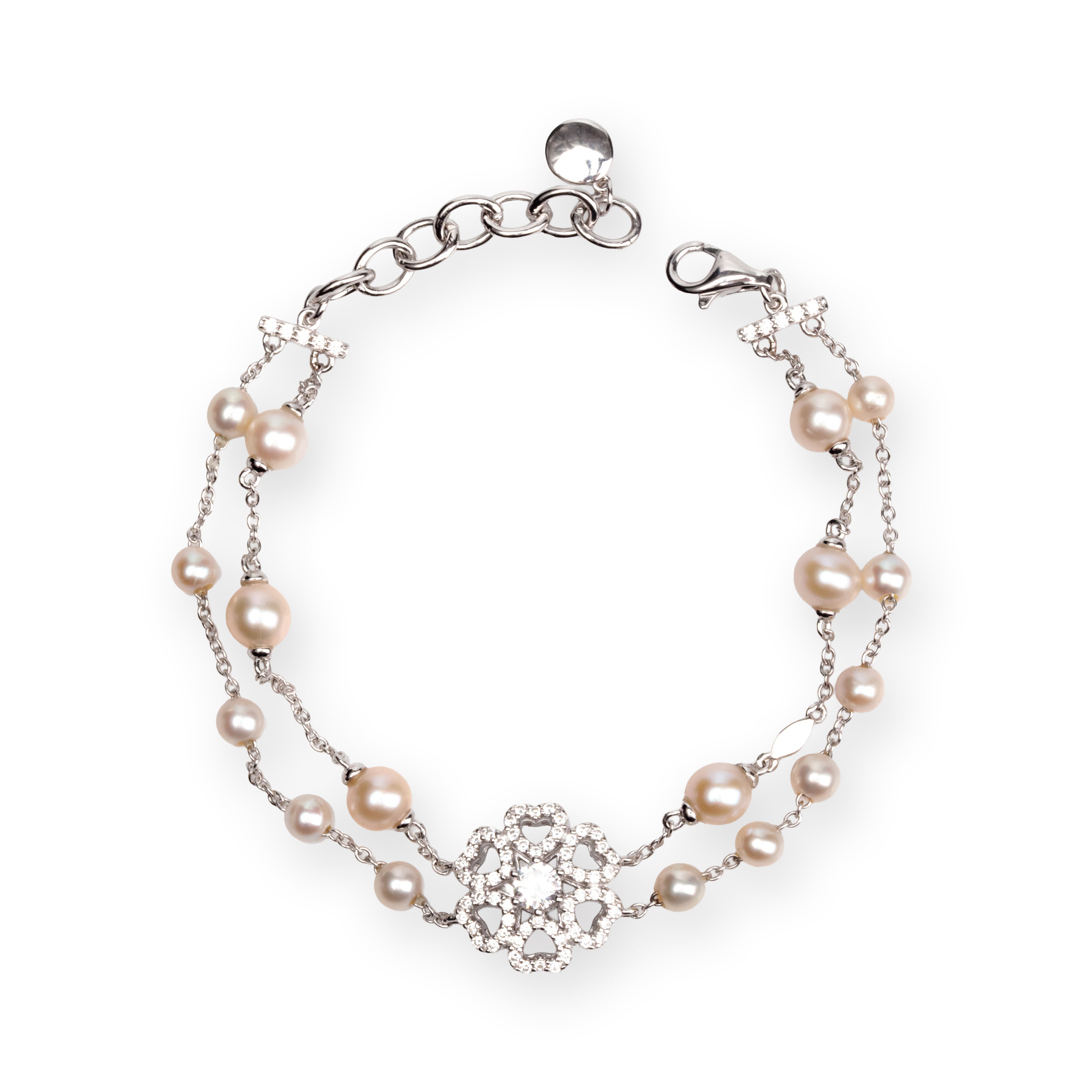 Silver Floral Pearl Choker