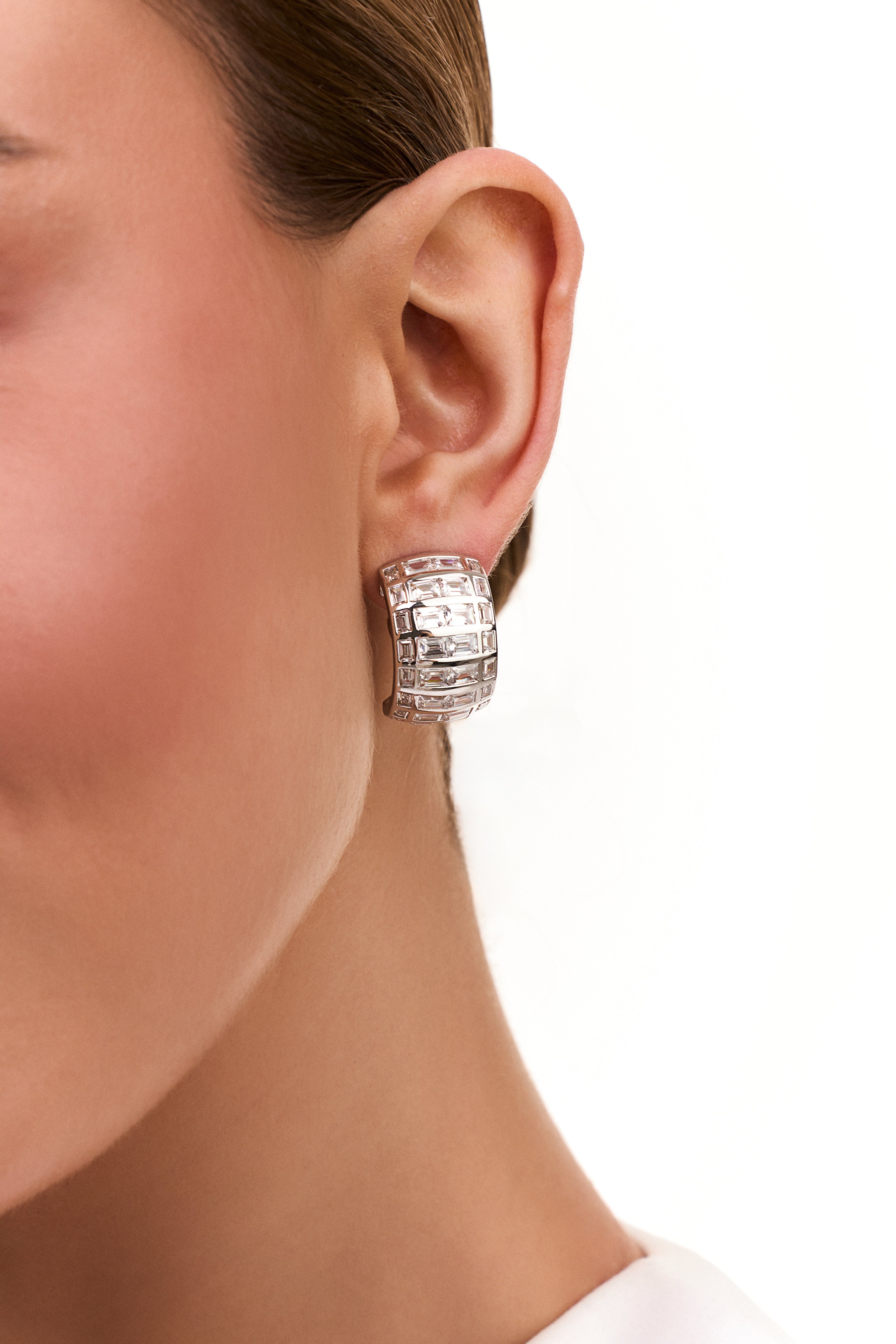 Wide Baguette Hoop Earrings