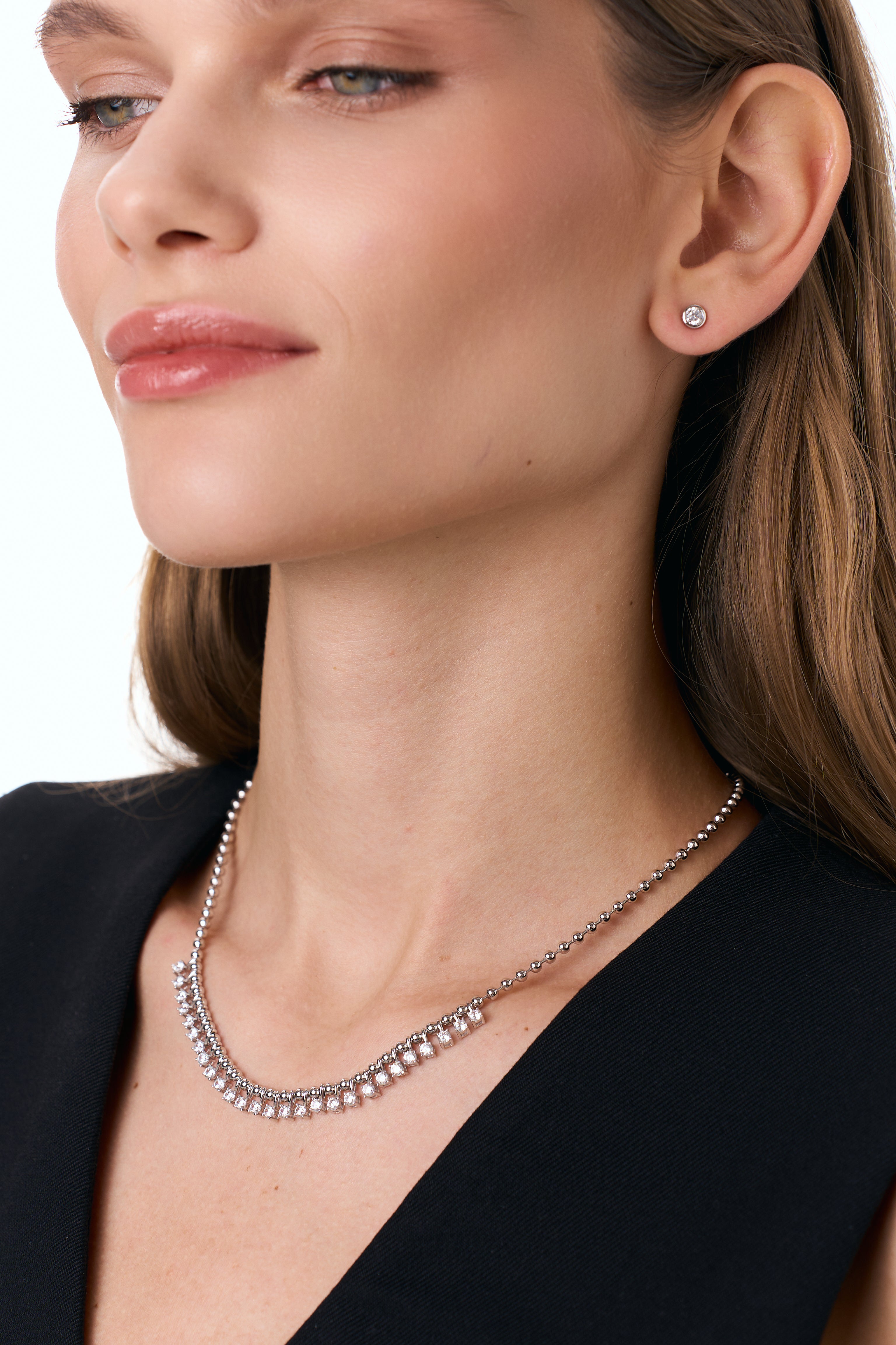 Silver Sparkle Stud Earrings