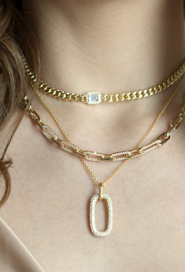 Chain Pendant Silver Necklace