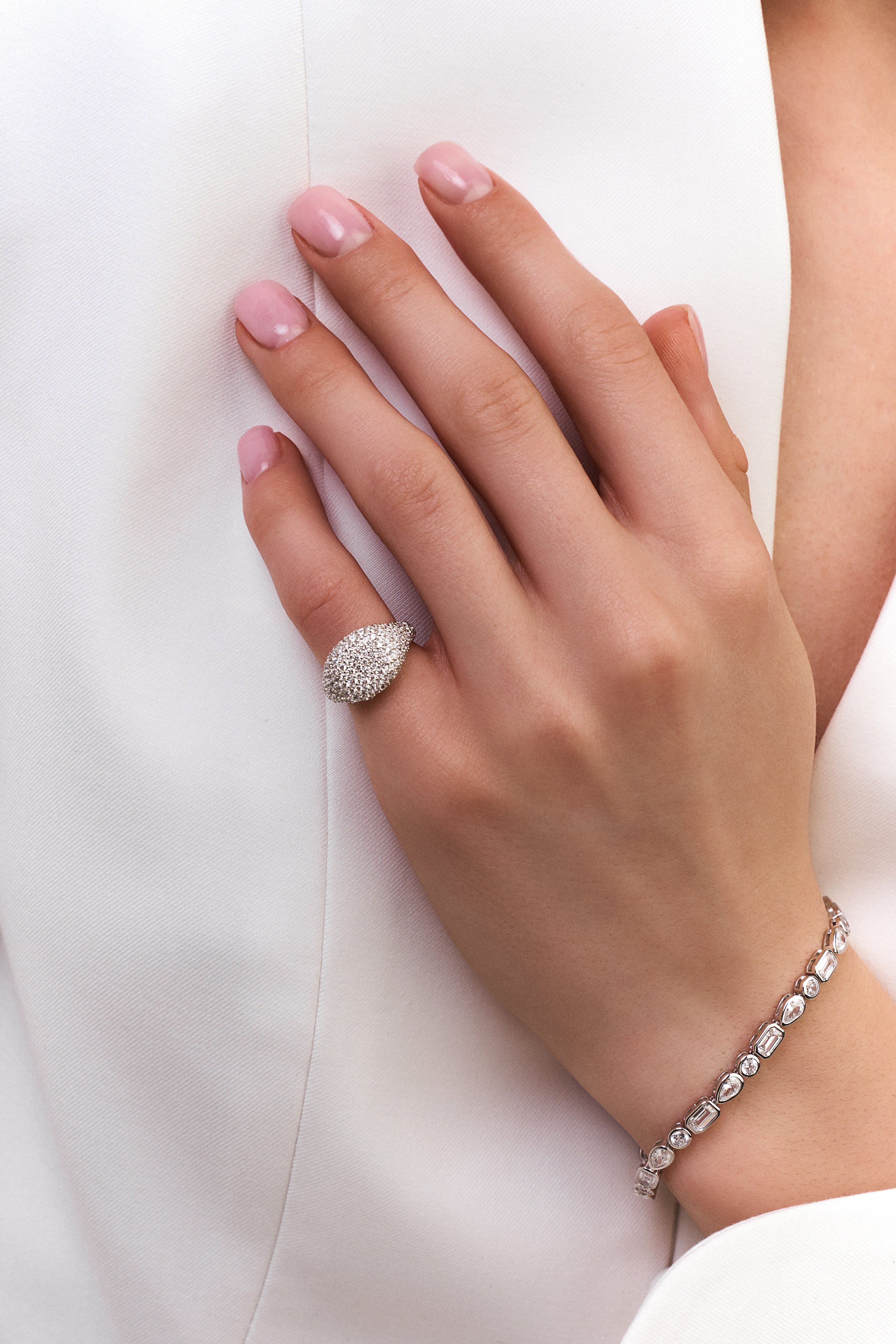 Pave Oval Pinky Ring
