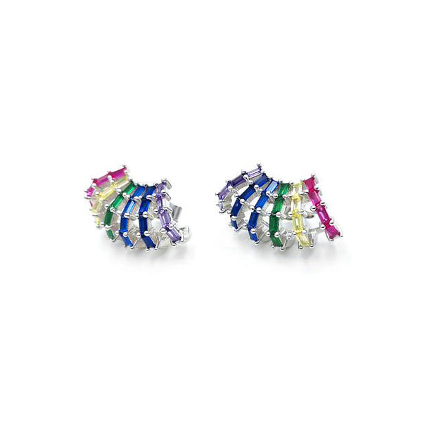 Shell Rainbow Silver Earrings