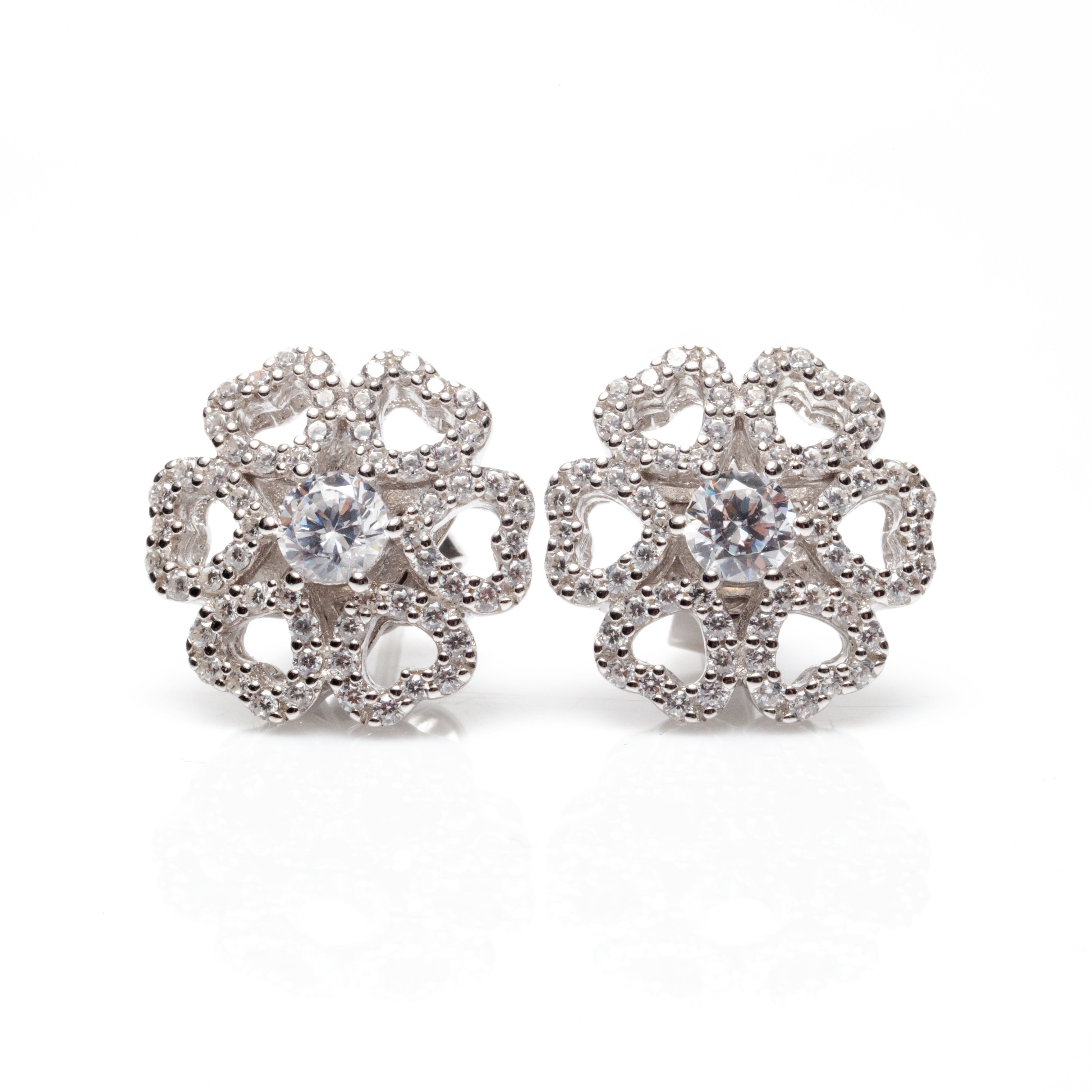 Silver Blooming Flower Earrings