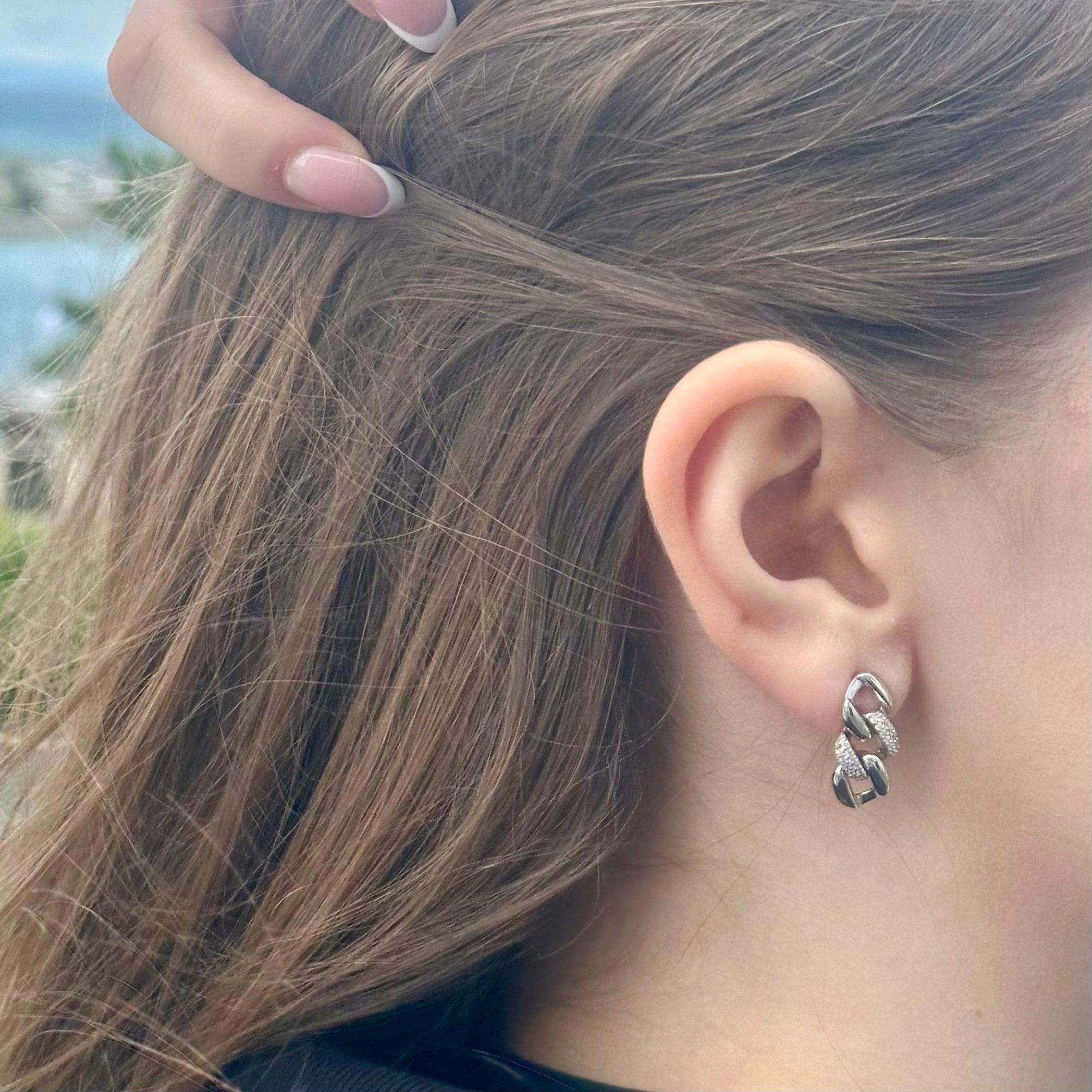 Chain Stud Simple Earrings
