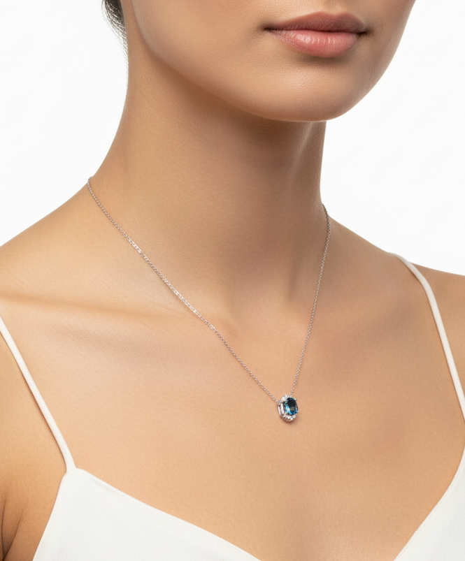 Eternelle Necklace London Blue Topaz Diamond White Gold
