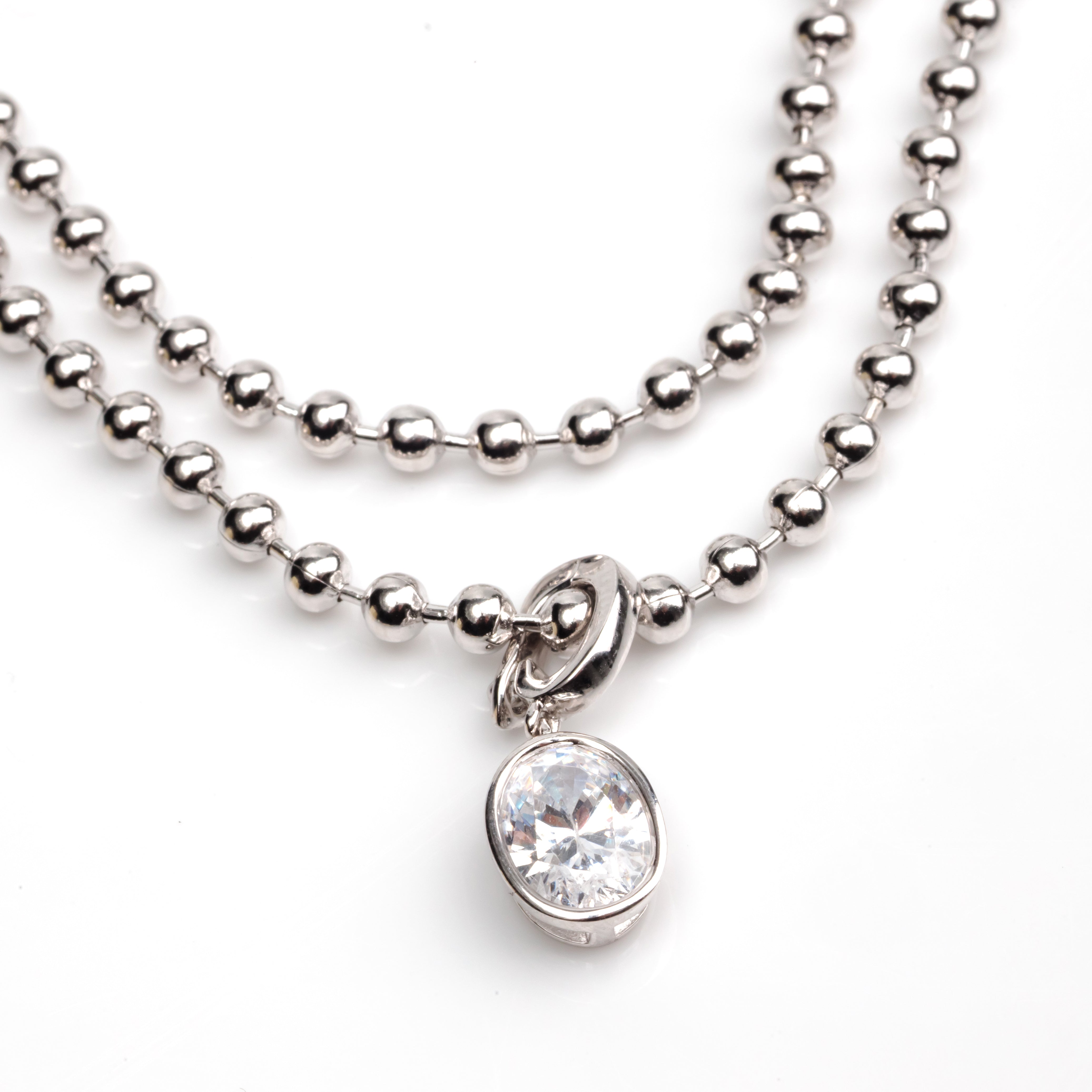 Silver Luminous Oval Necklace