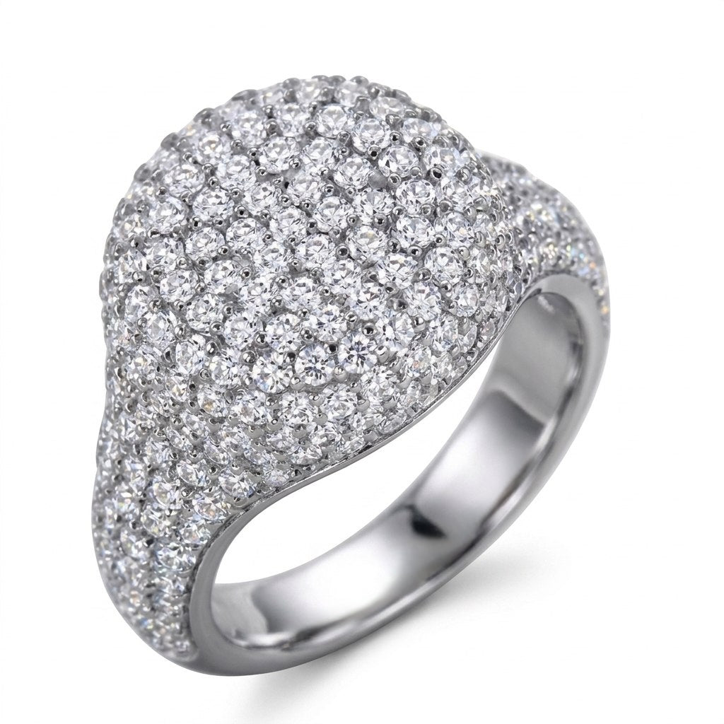 Pave Round Pinky Ring