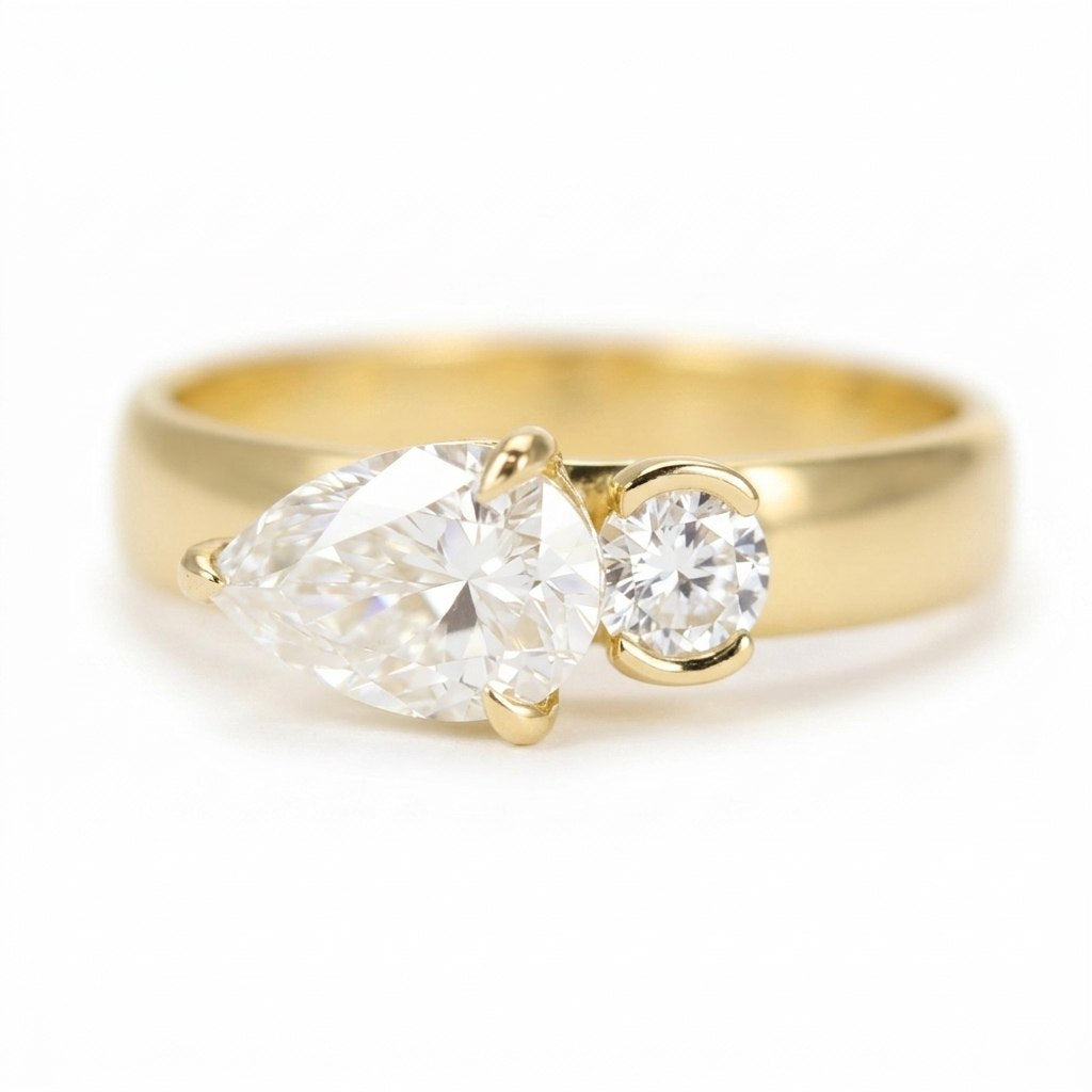 Pear-Round Duo Ring