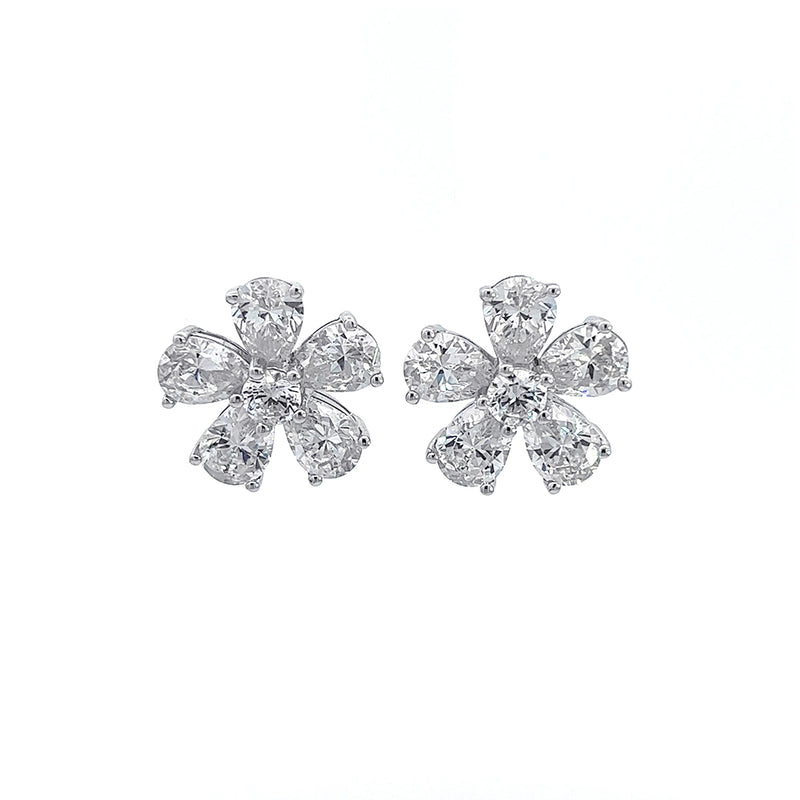 Flower Stud Silver Earrings