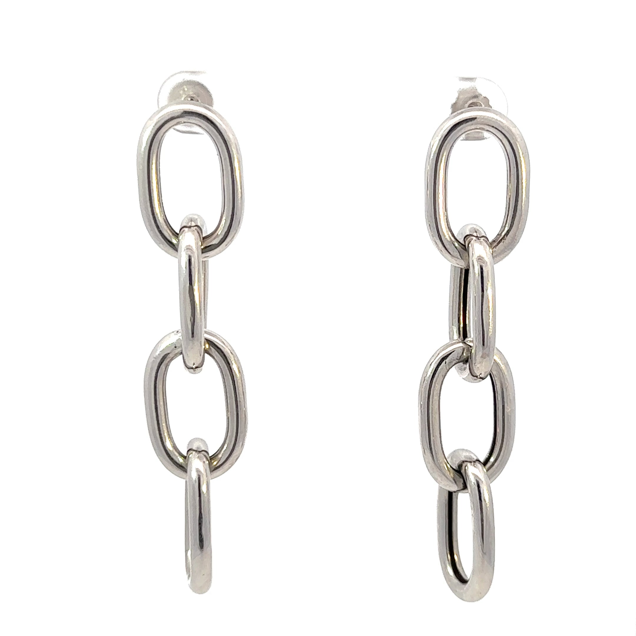 Long Chain Style Silver Earrings