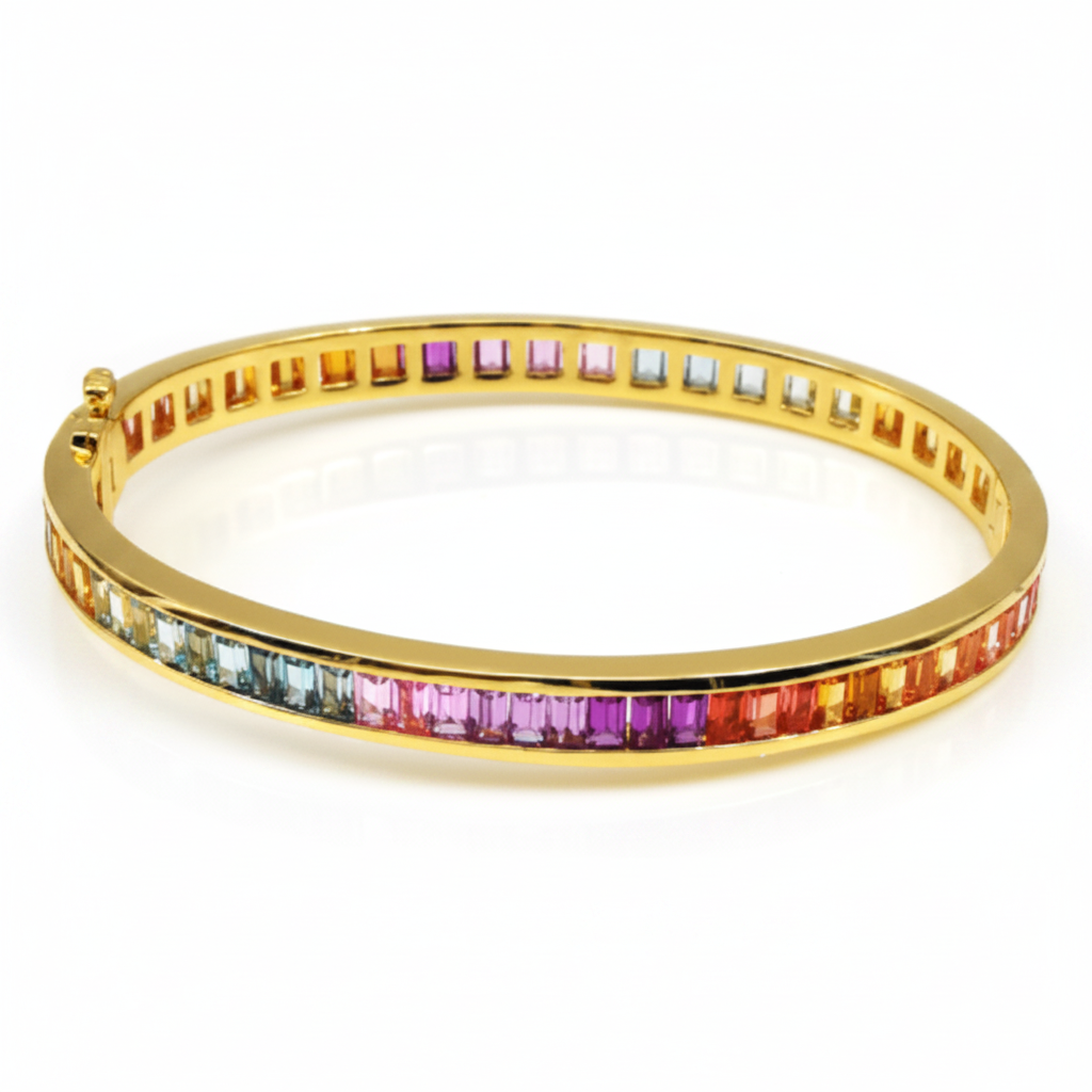 Baguette Rainbow Bangle Bracelet by Natkina