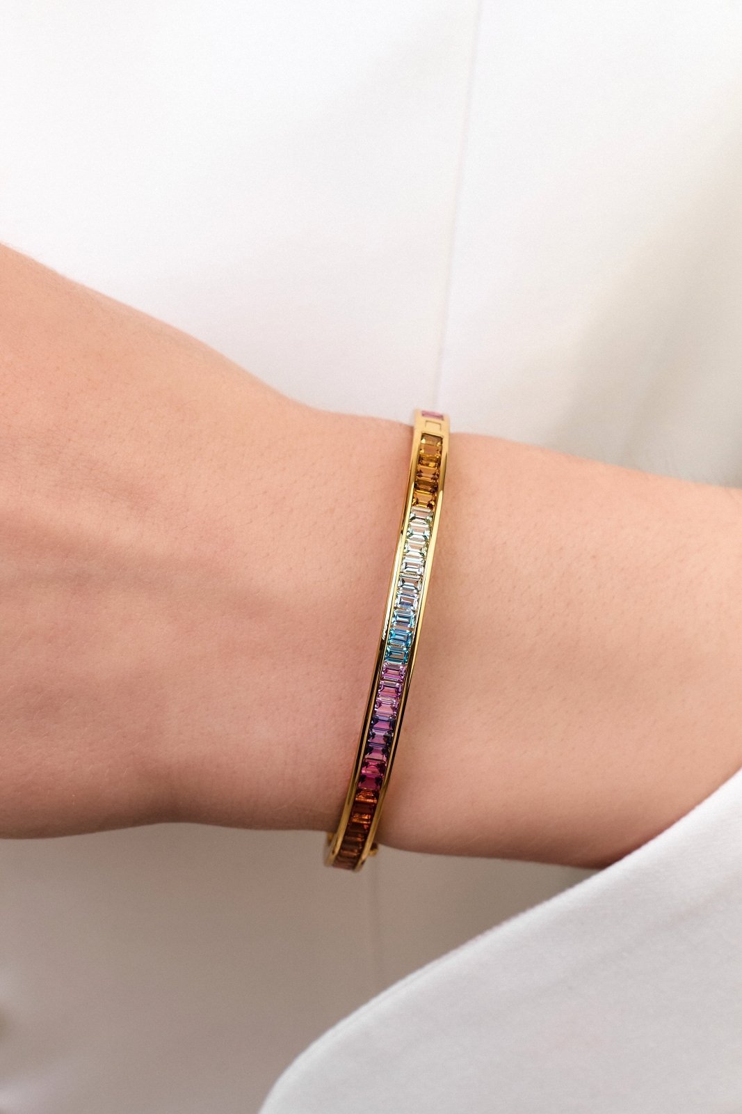 Baguette Rainbow Bangle Bracelet by Natkina
