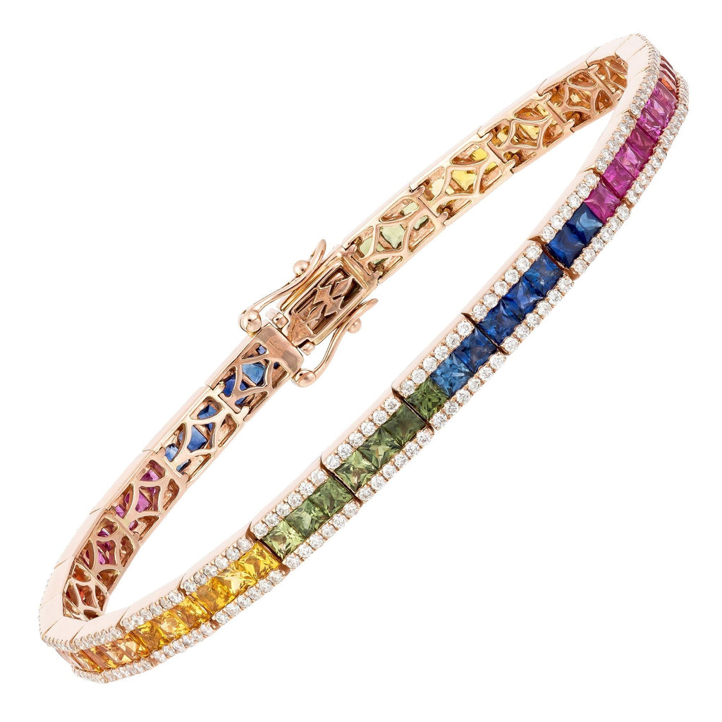 Bangle Sapphire Diamond 18K Rose Gold Her