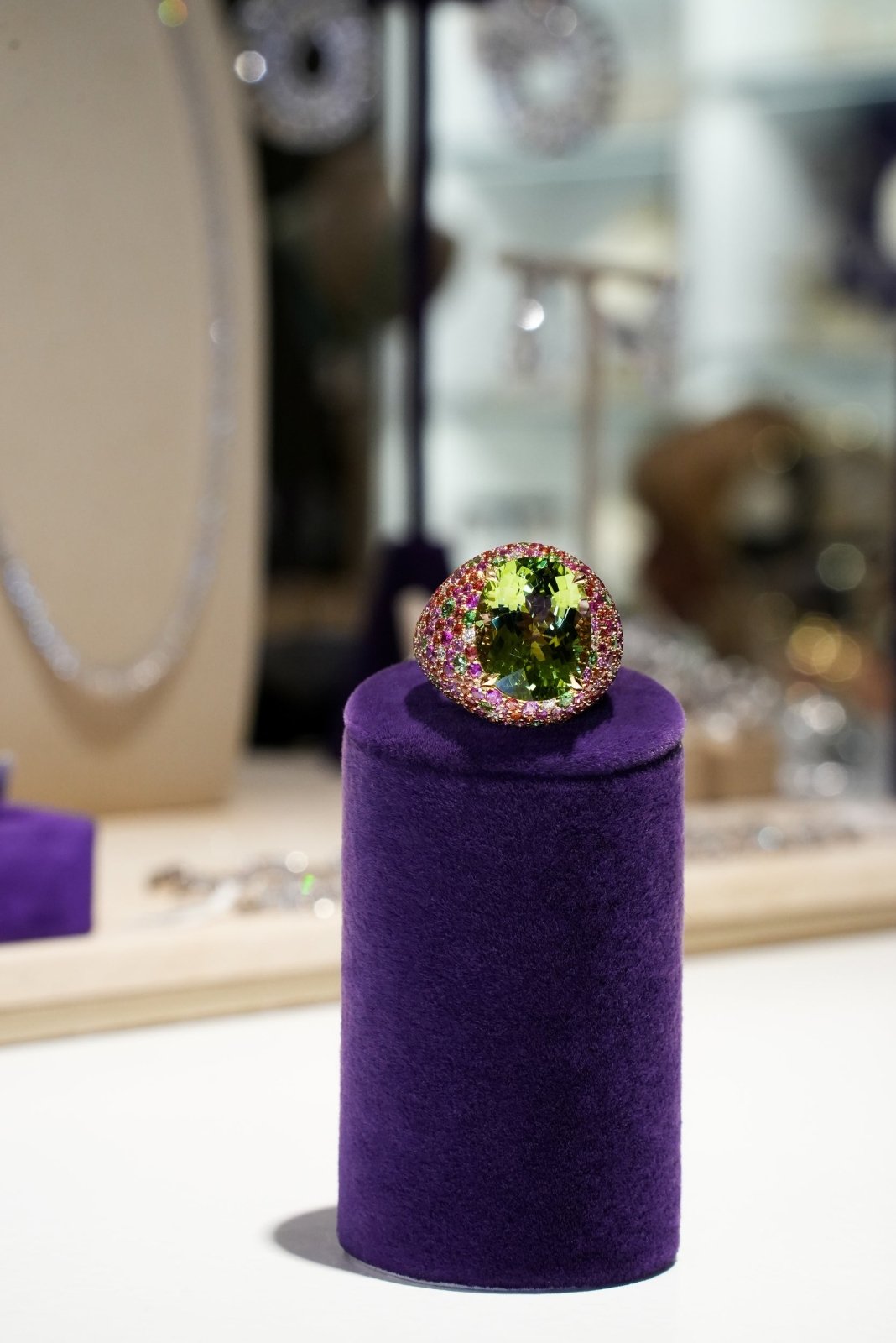 Bewildering Sapphire Tourmaline Tsavorite Yellow 18K Gold Exclusive Ring by Natkina