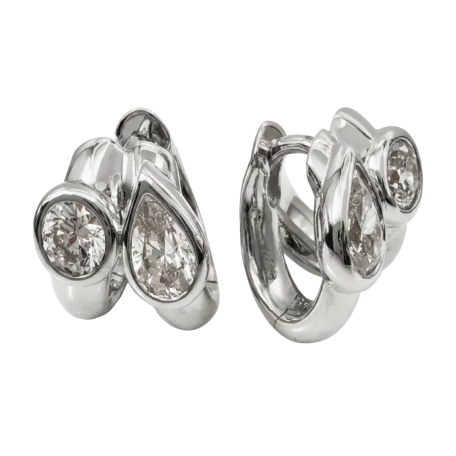 Bezel-Set Mixed-Cut Huggie Hoops by Natkina