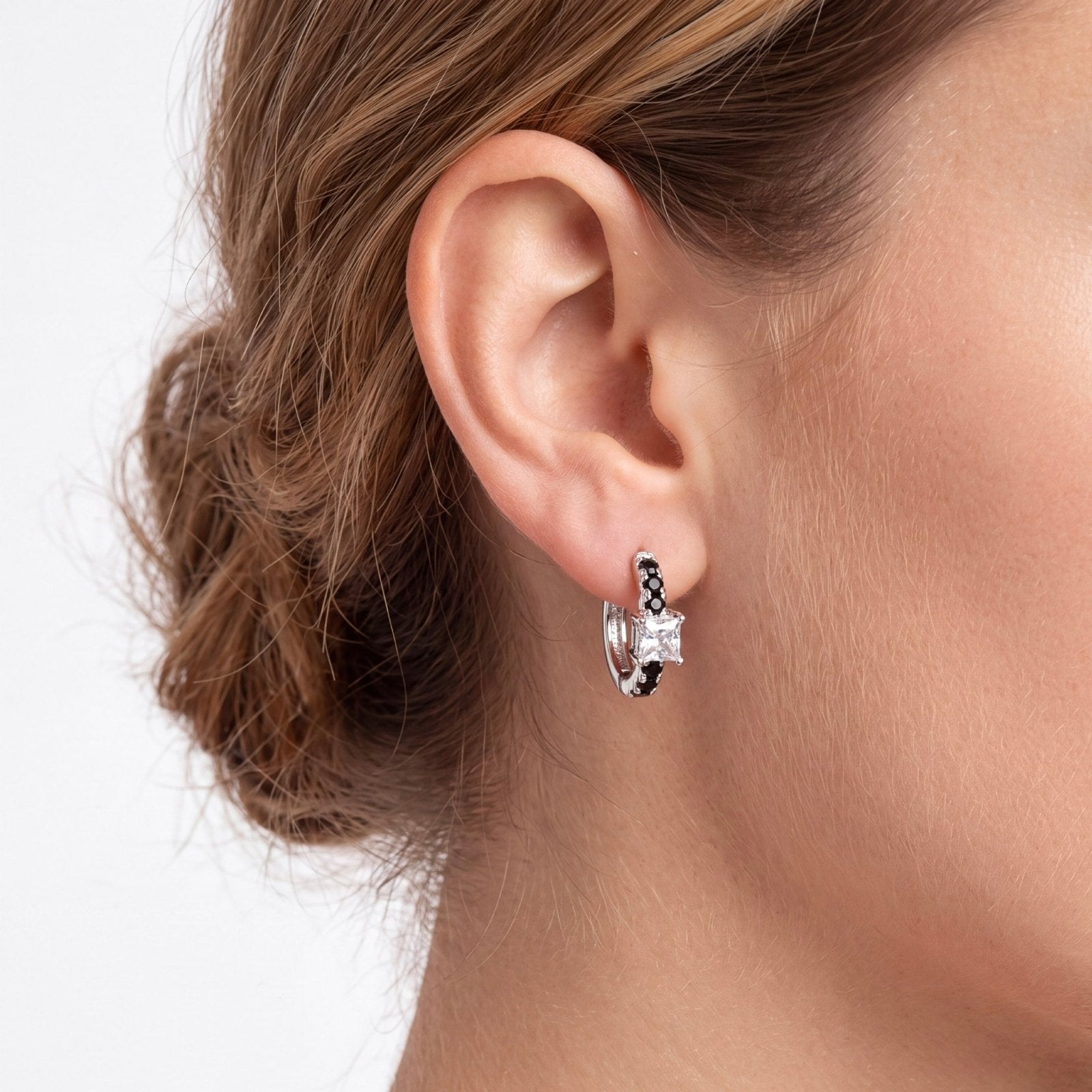 Black and White Accent Square Earrings by Natkina