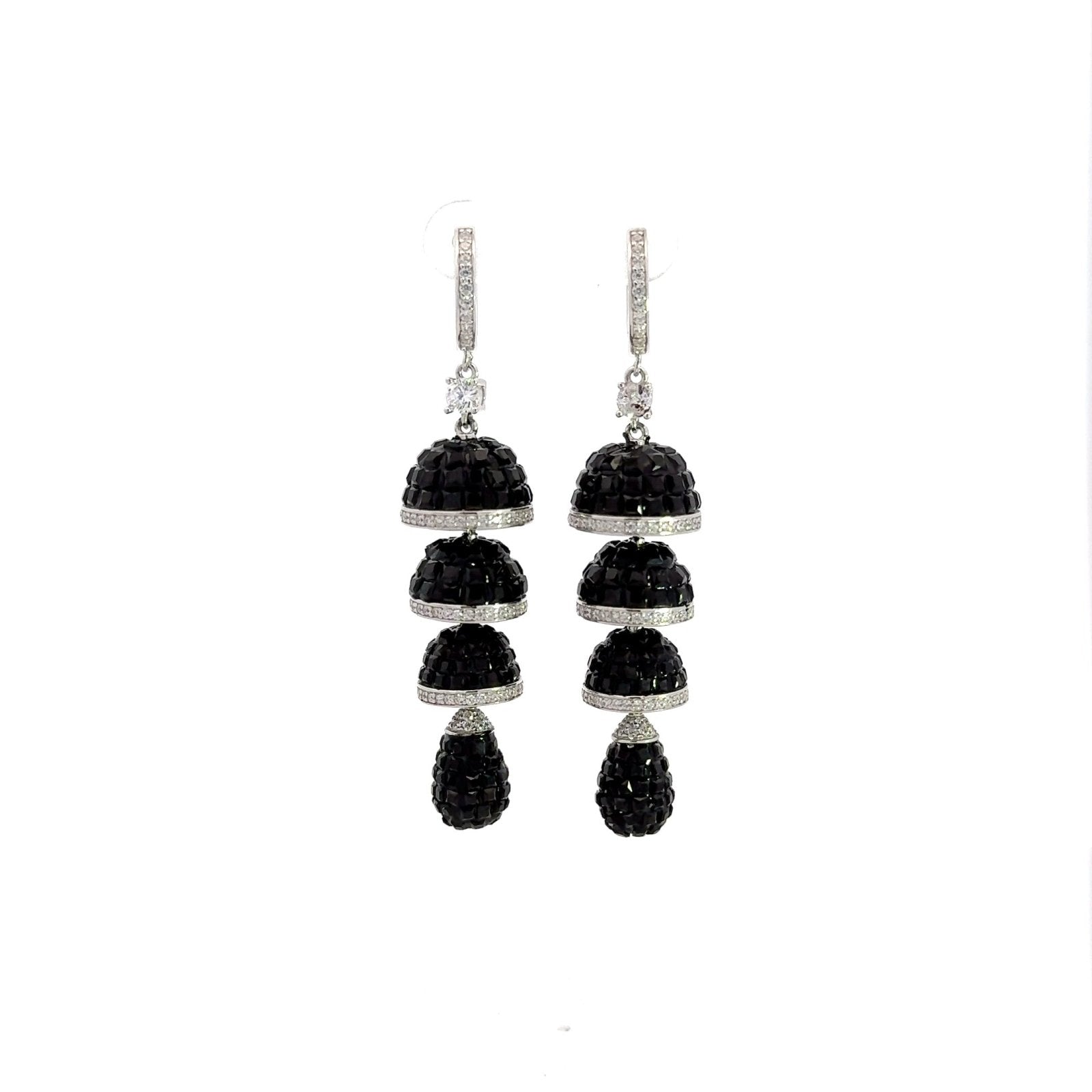 Black and White Dangle Silver Earrings by Natkina