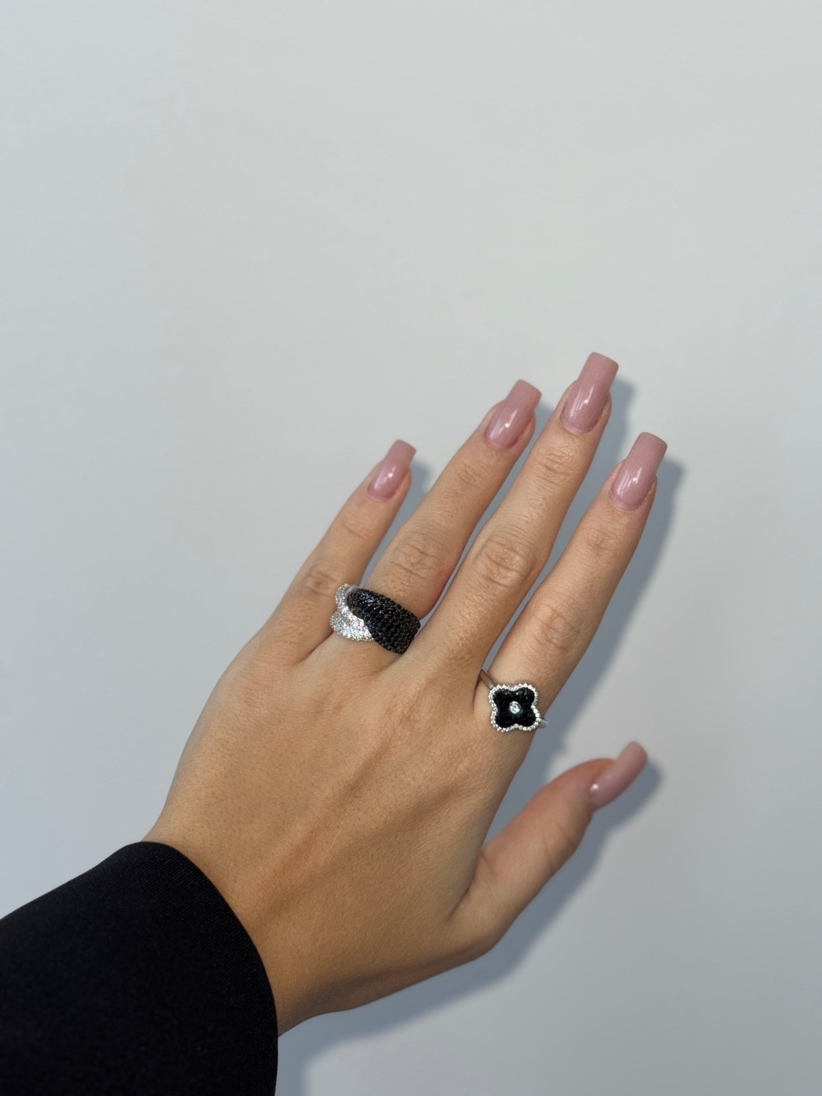 Black and White Flower Silver Ring by Natkina