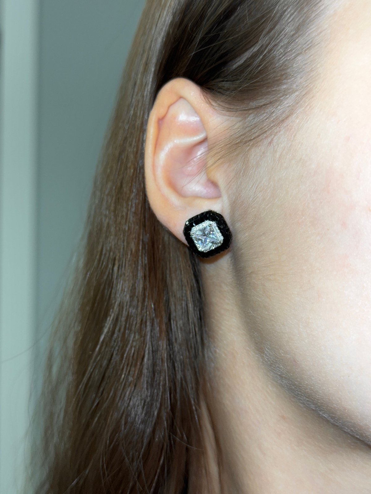 Black and White Octagon Earrings by Natkina