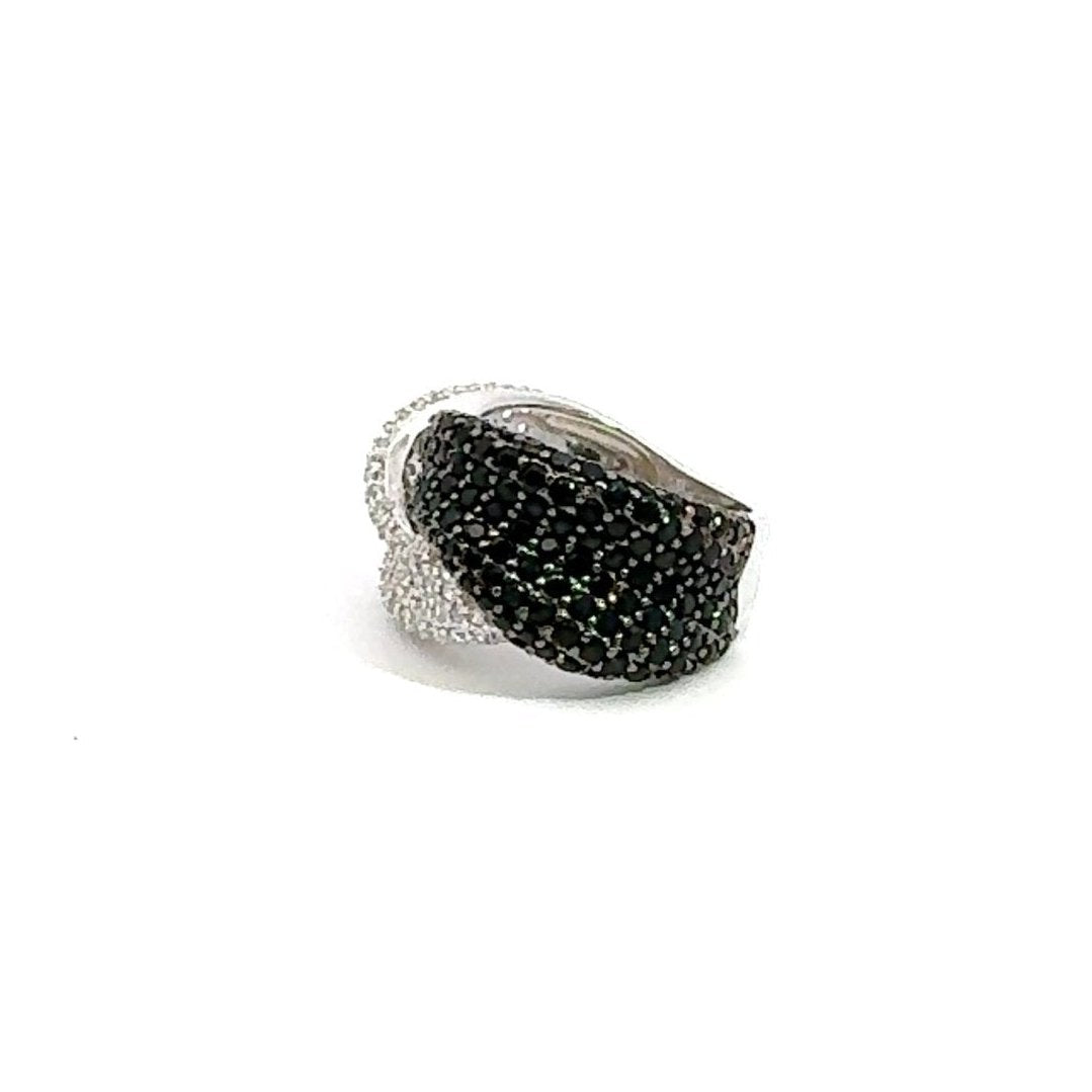 Black and White Silver Wave Ring by Natkina