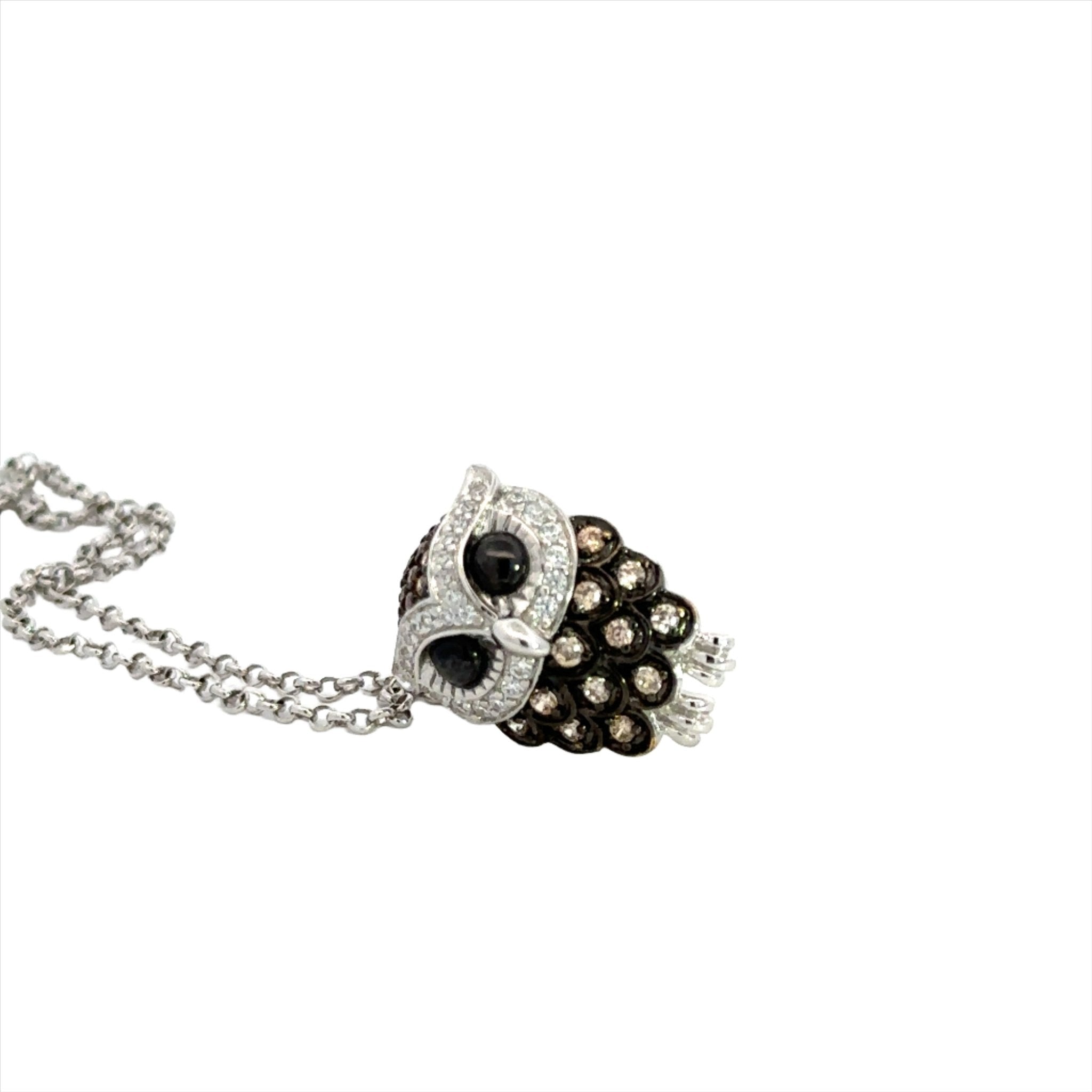 Black & White Owl Silver Pendant by Natkina