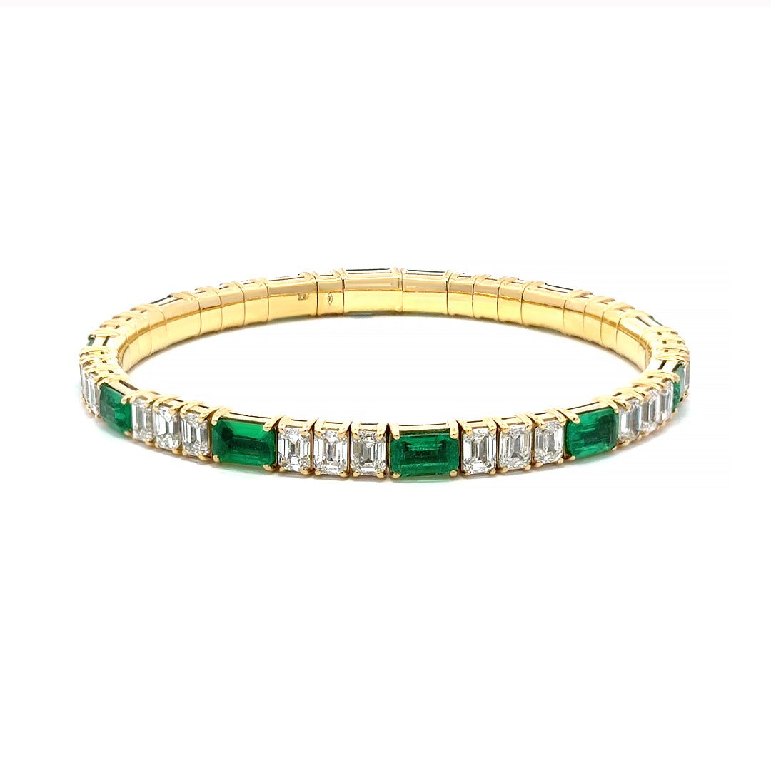 Capsule Band Yellow Gold Diamond Emerald Bracelet by Natkina