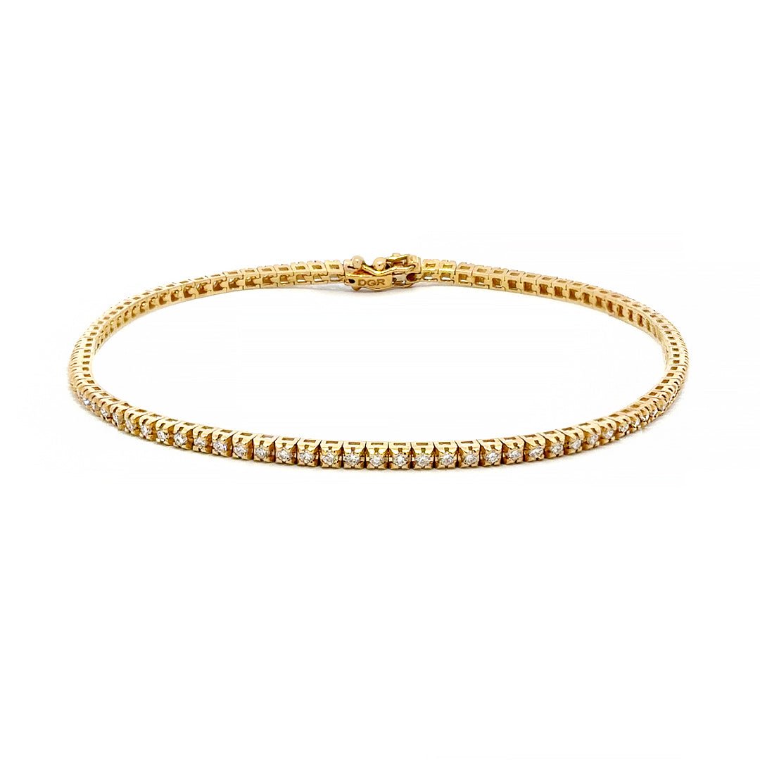 Capsule Thin Tennis Yellow 18K Gold Diamond Bracelet by Natkina