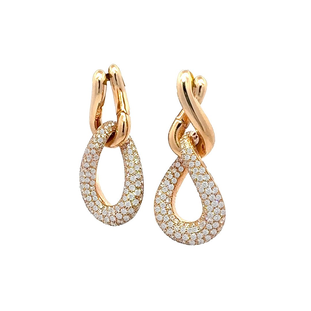 Chain Style Diamond 18K Yellow Gold Exclusive Earrings by Natkina