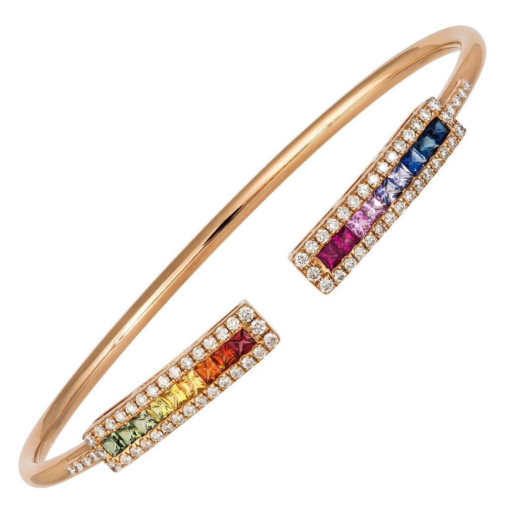 Chic Multi Sapphire Diamond Bracelet 18K Rose Gold Her