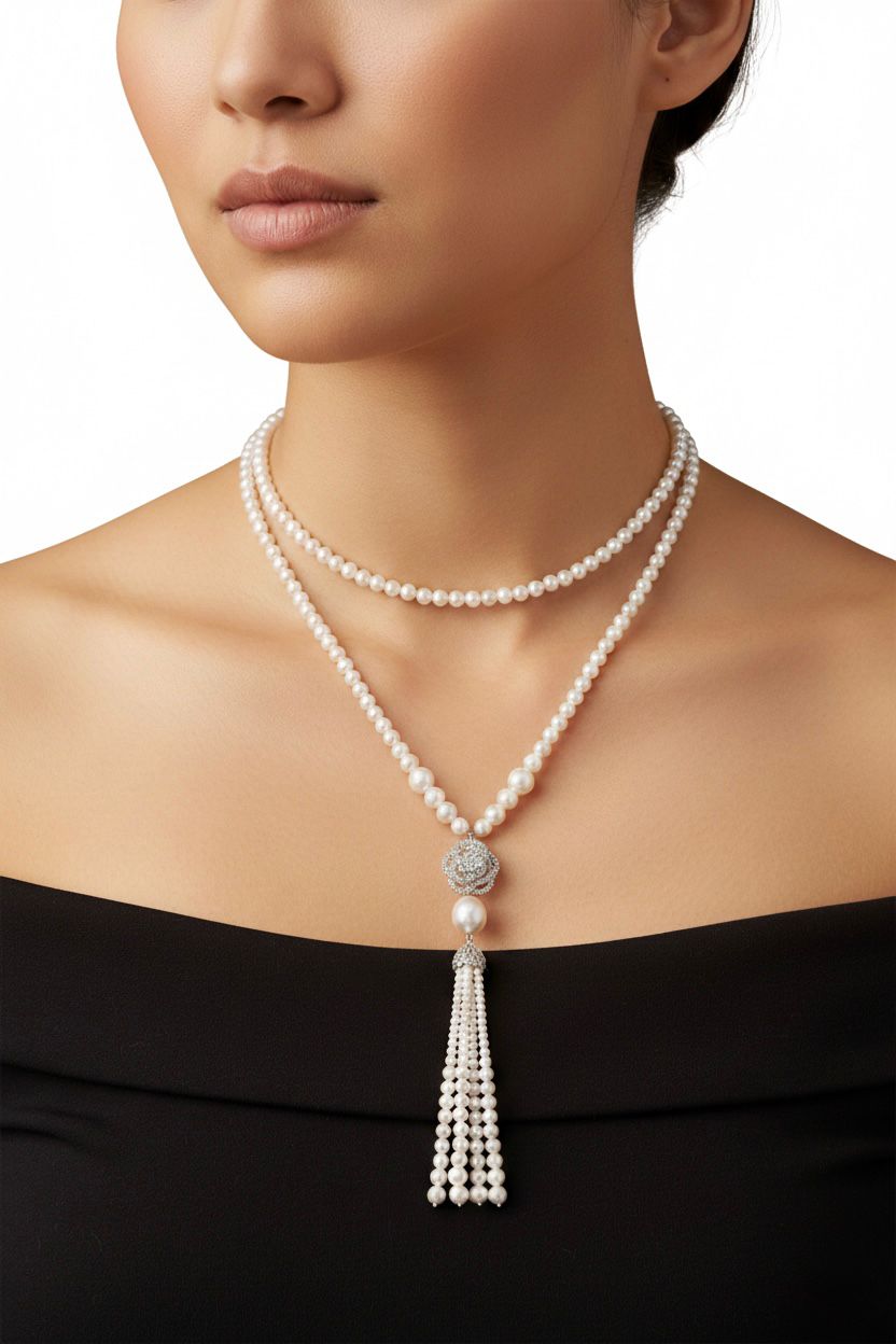 Classic Pearl Sautoir Necklace by Natkina