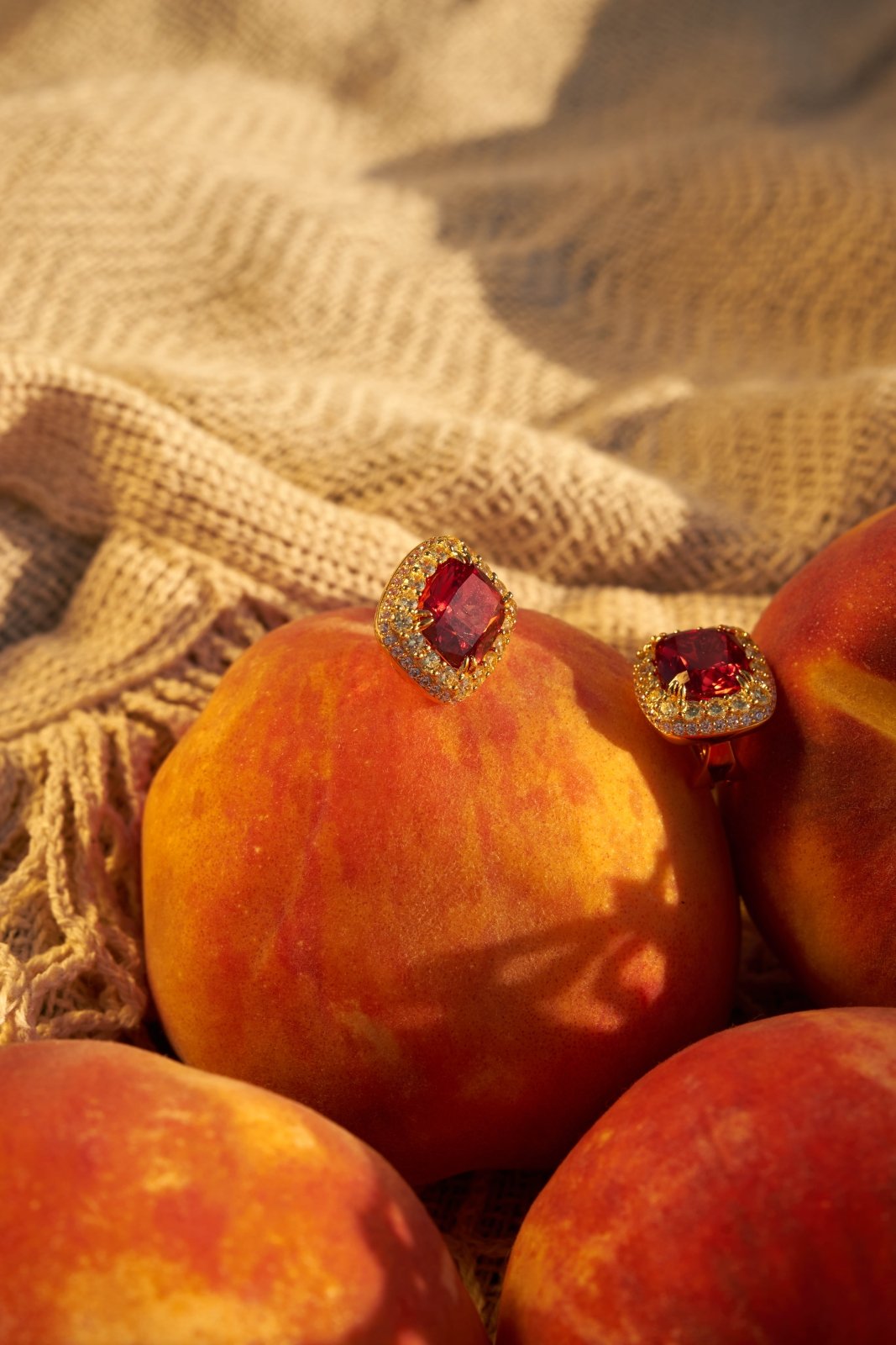 Classy Cushion Cut Silver Earrings Peach Fuzz SS24 by Natkina