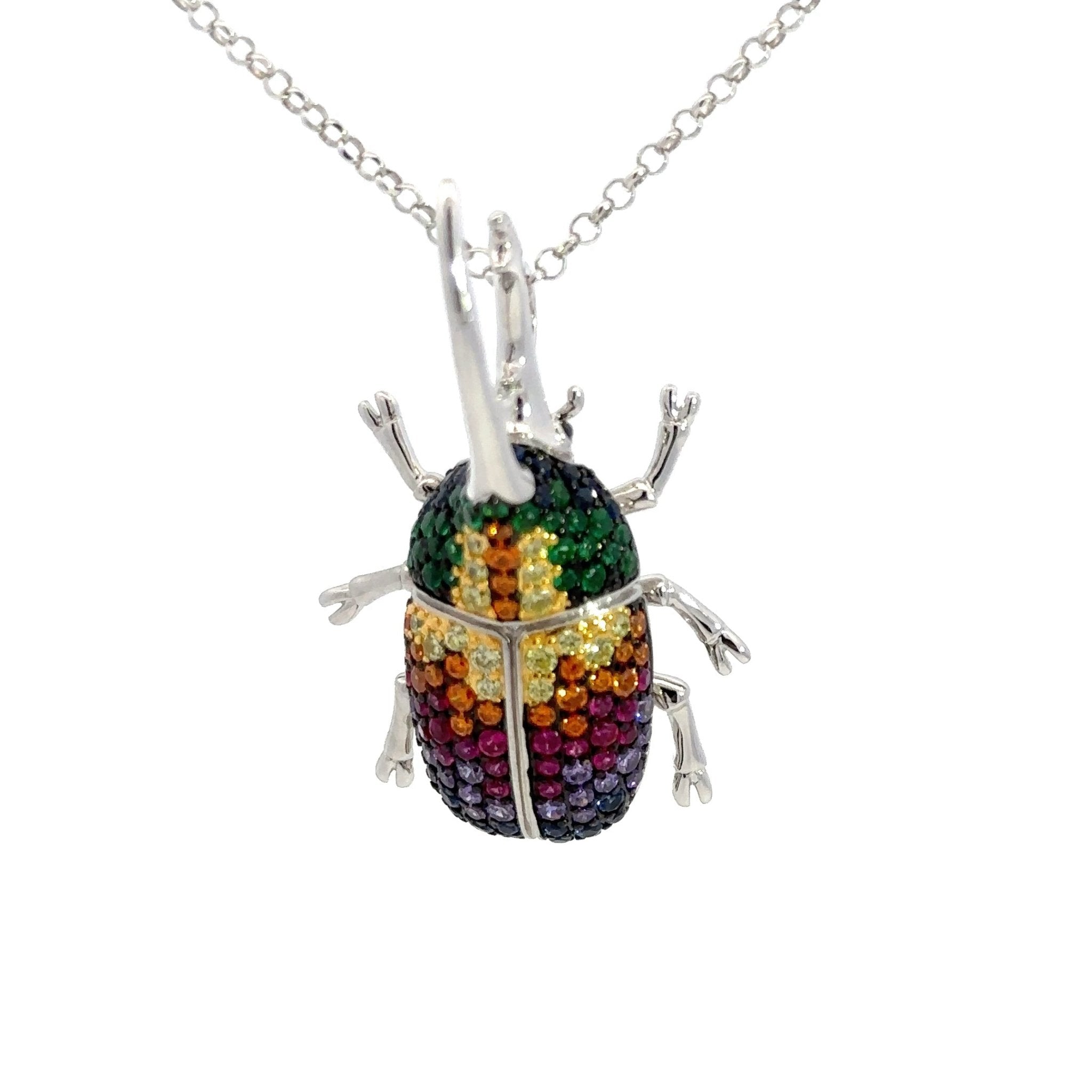 Colorful Scarab Beetle Silver Brooch by Natkina