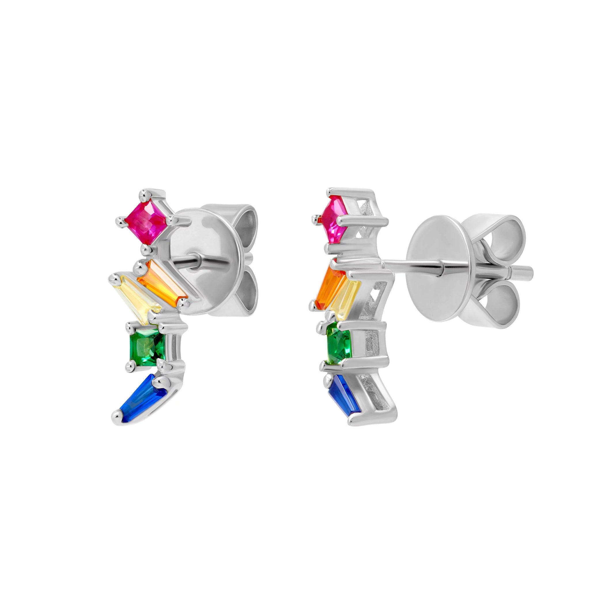 Confetti Rainbow Silver Studs by Natkina