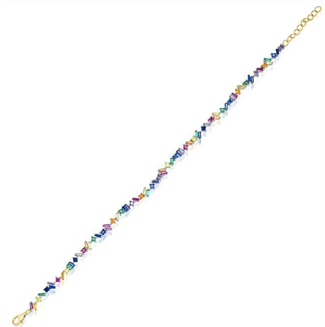 Confetti Rainbow Silver Tennis Bracelet